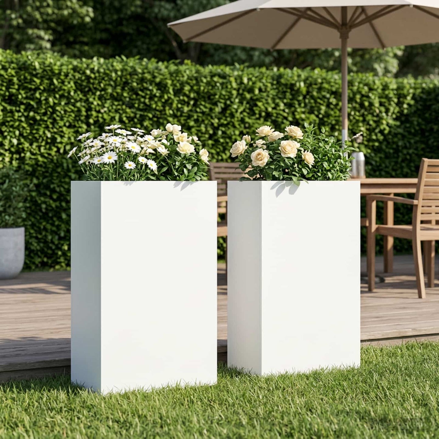Kerti cserép 2 db Fehér 50 x 20 x 75 cm Hidegen hengerelt acél