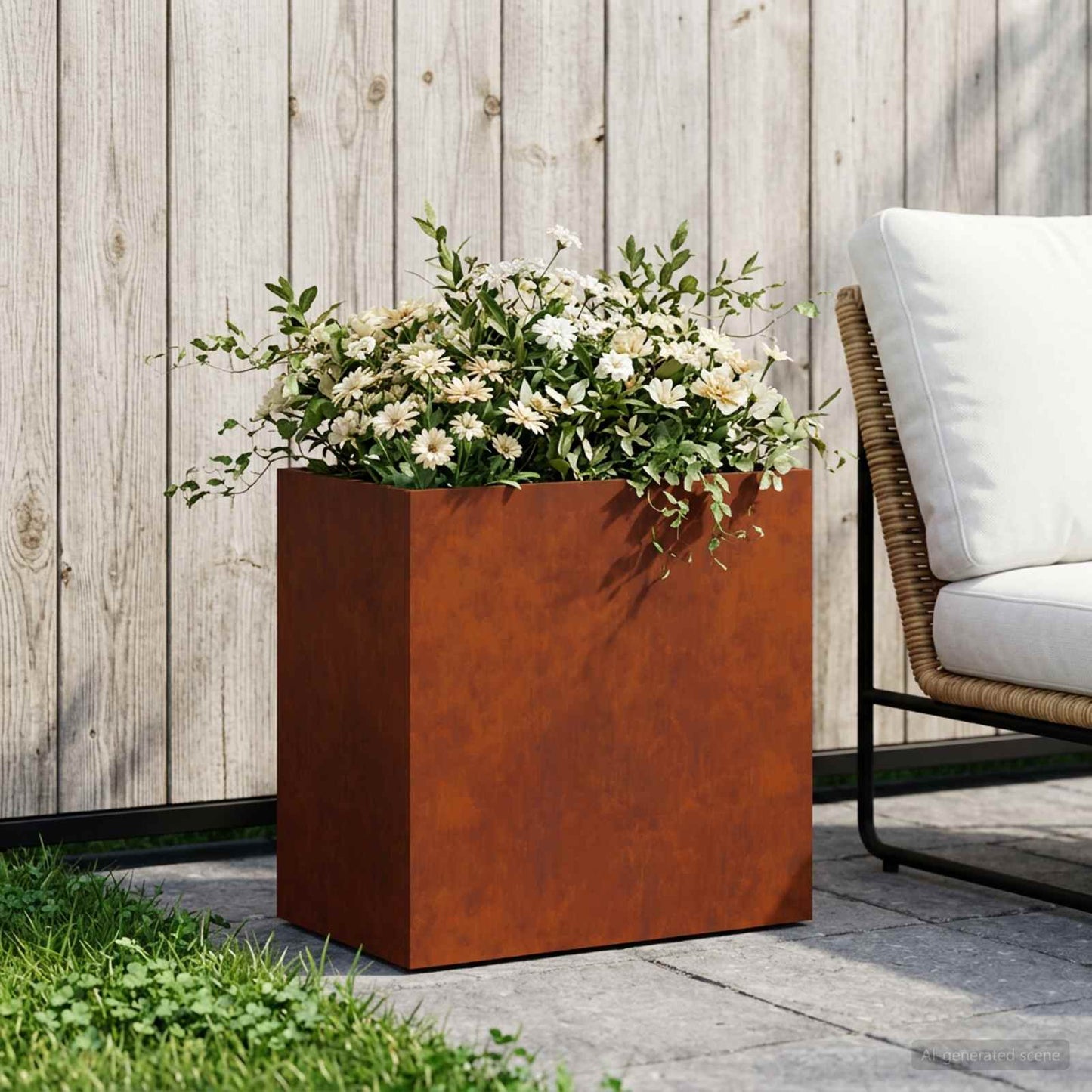 Kerti cserép Rozsdás 50 x 30 x 40 cm Időjárásálló Acél