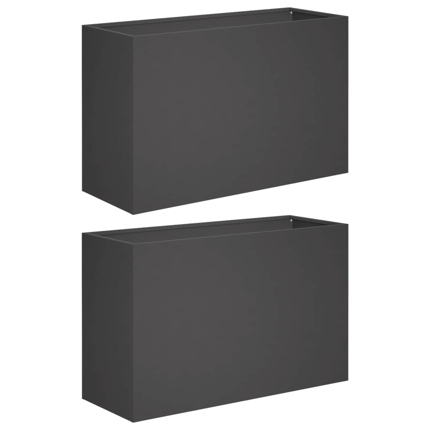 Kerti cserép 2 db Fekete 80 x 30 x 40 cm Hidegen hengerelt acél