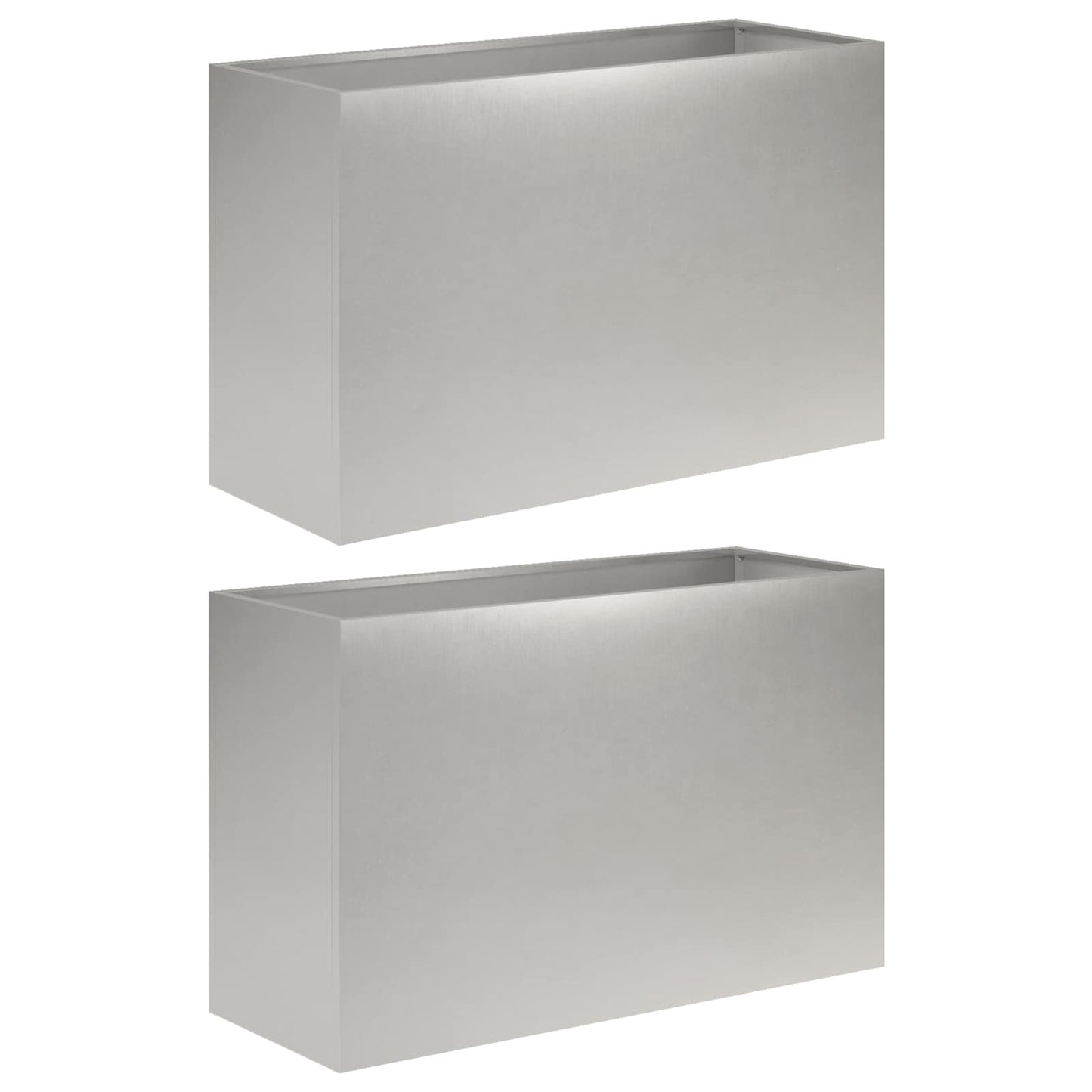Kerti cserép 2 db Ezüst 80 x 30 x 50 cm Rozsdamentes Acél