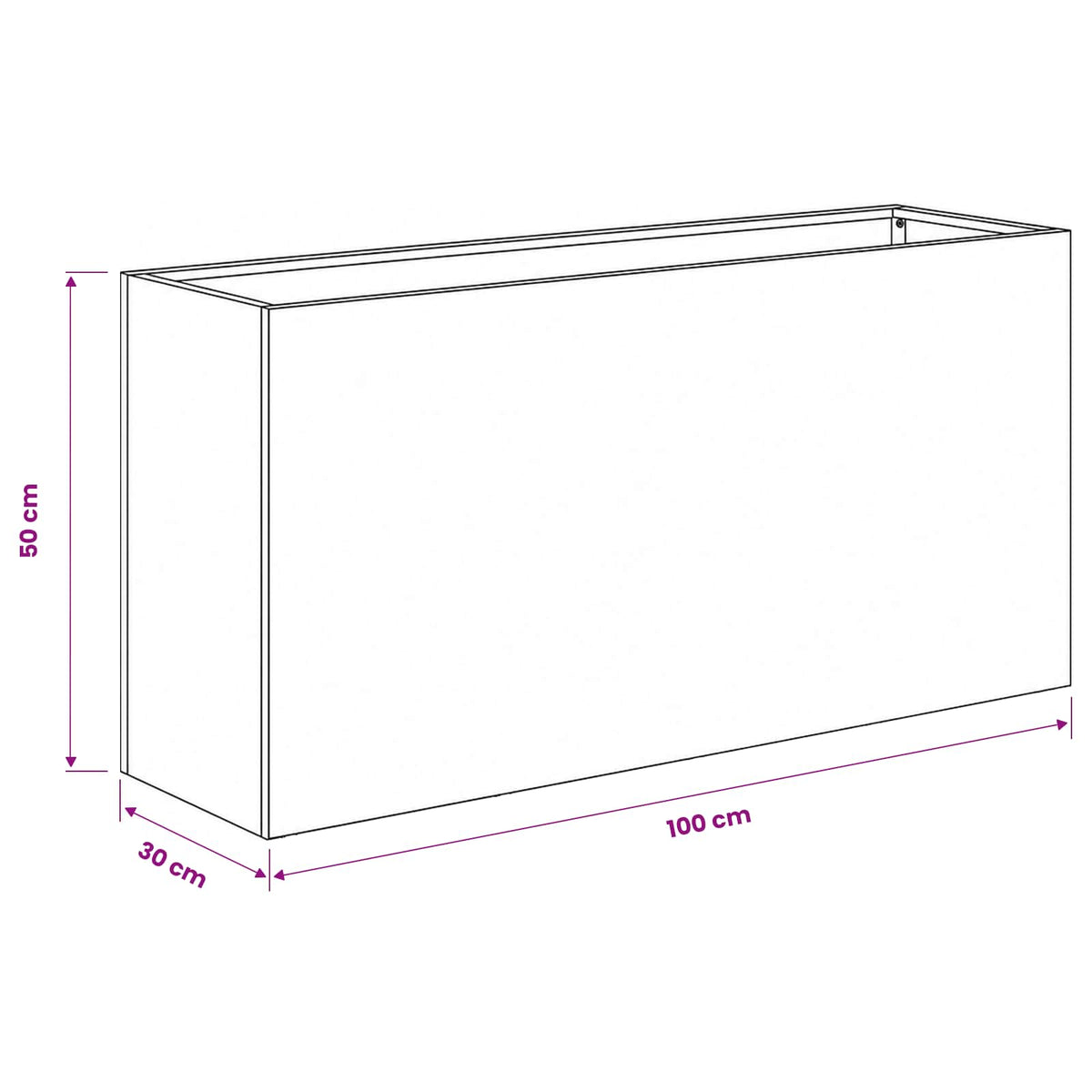 Kerti cserép 2 db Fehér 100 x 30 x 50 cm Hidegen hengerelt acél