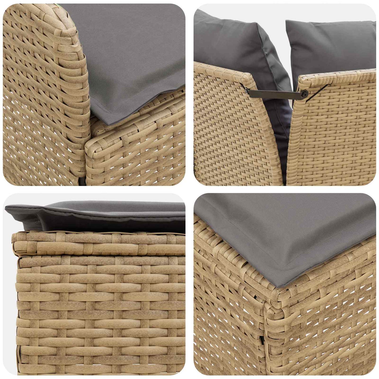 Bútor szettek 7 db Beige és Világosszürke PE Rattan