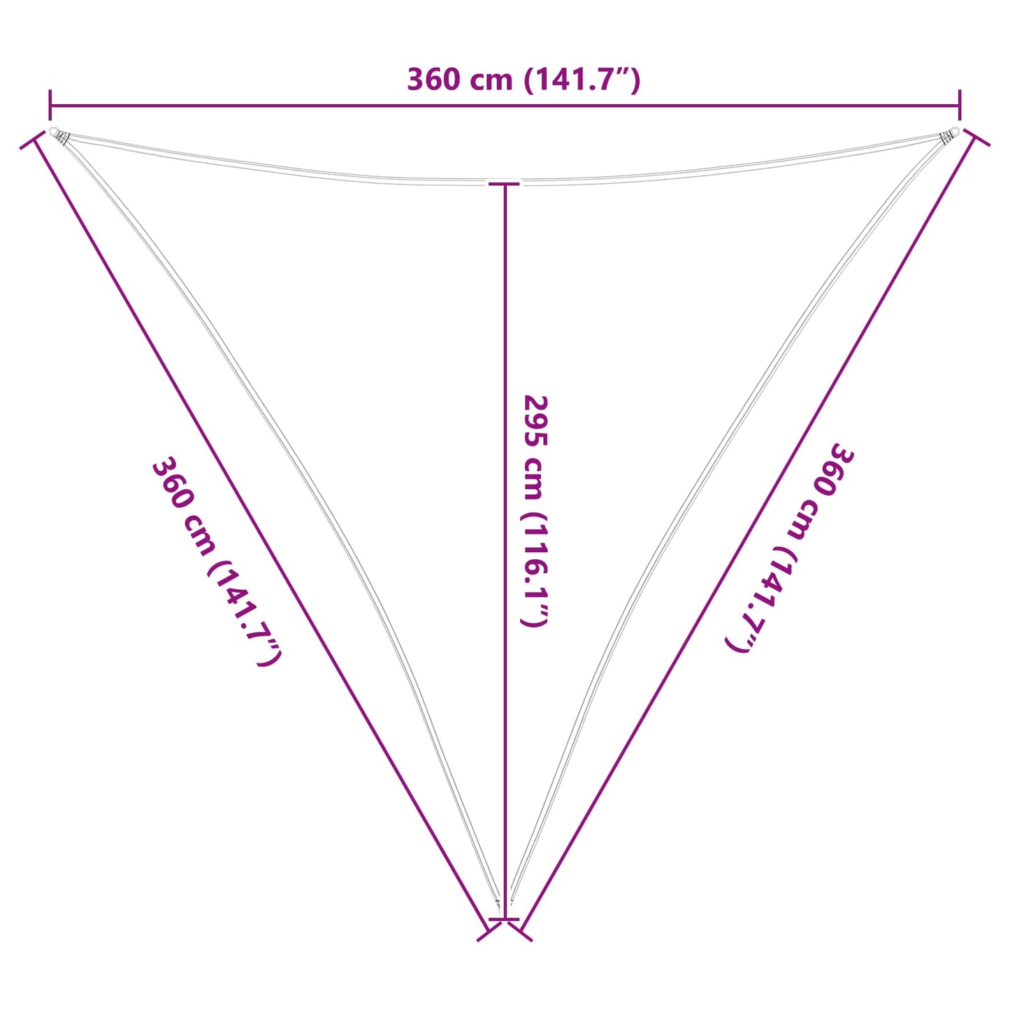 Napernyő vitorla Világosszürke és fehér 3,6 x 3,6 x 3,6 m