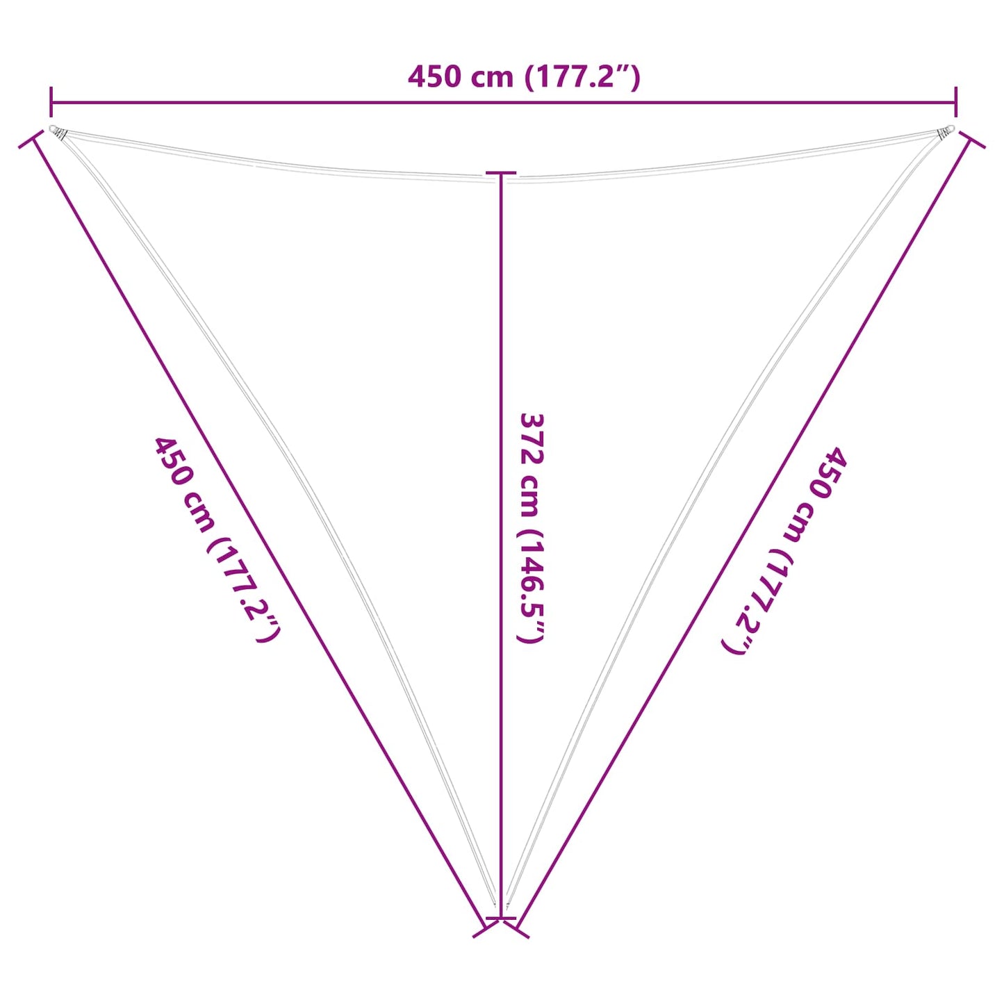 Napernyő vitorla Világosszürke és fehér 4,5 x 4,5 x 4,5 m