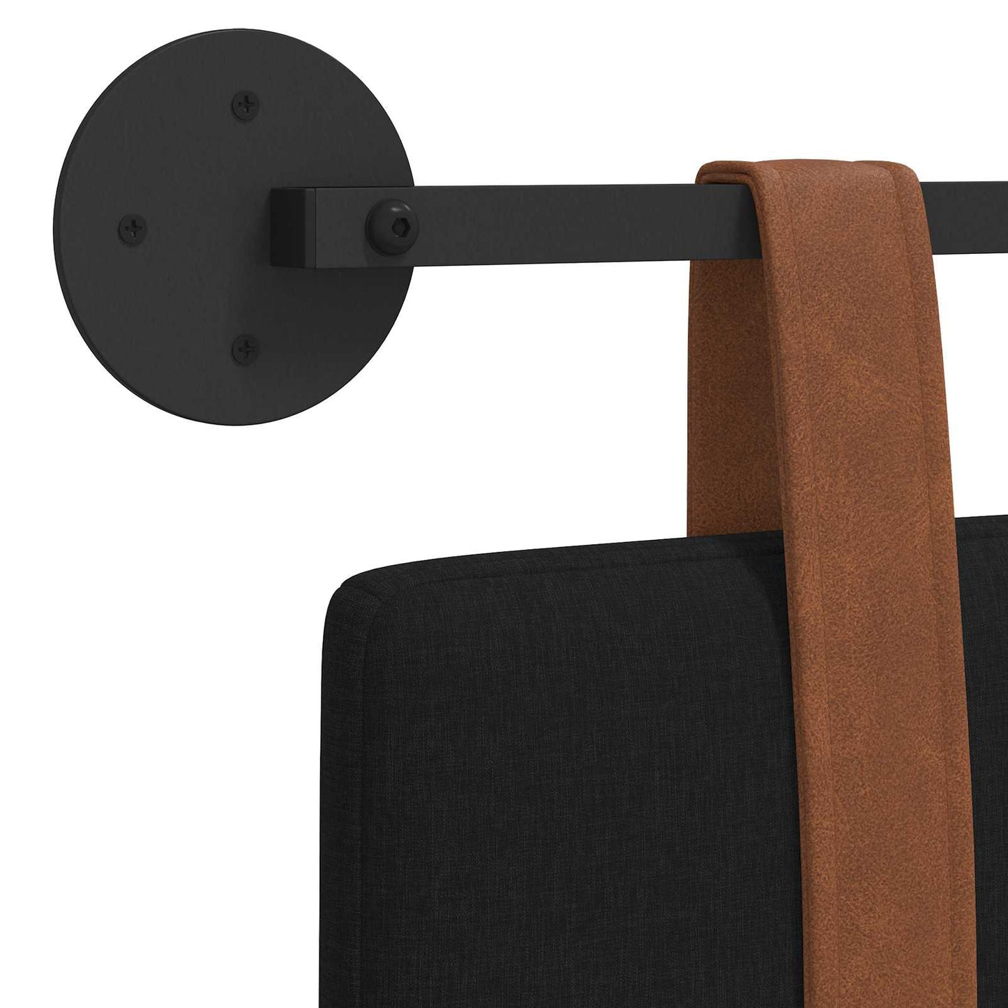 Fali Fejtámla Falra szerelhető Fekete 130 x 55 x 5 cm Antik PU