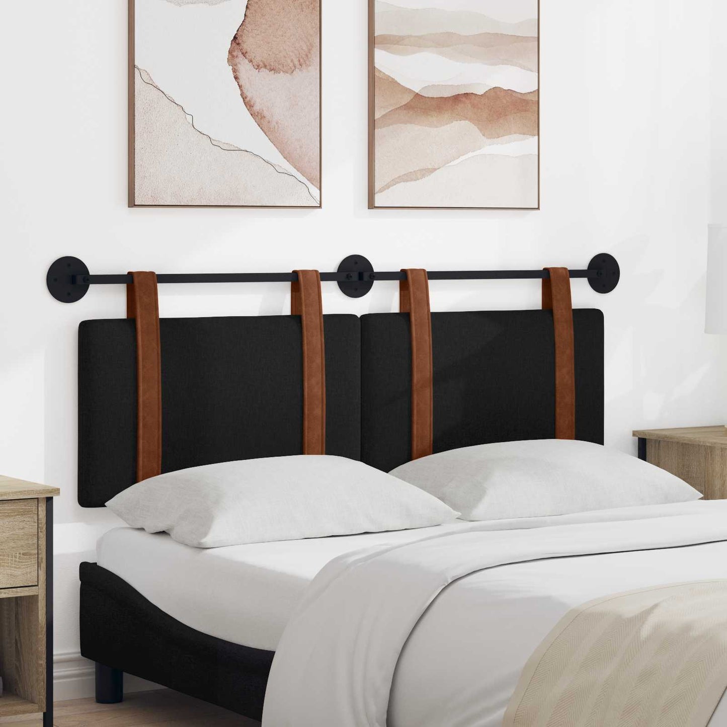 Fali Fejtámla Falra szerelhető Fekete 130 x 55 x 5 cm Antik PU