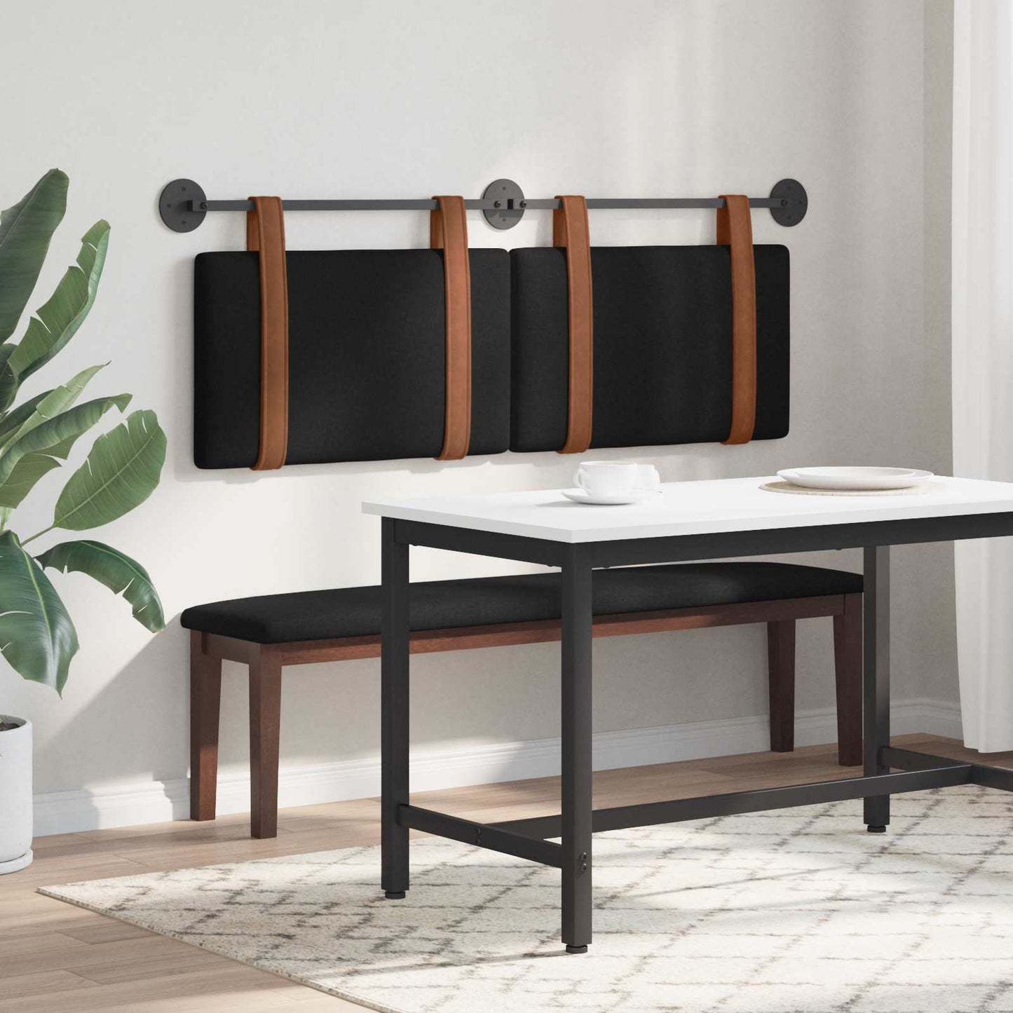 Fali Fejtámla Falra szerelhető Fekete 130 x 55 x 5 cm Antik PU