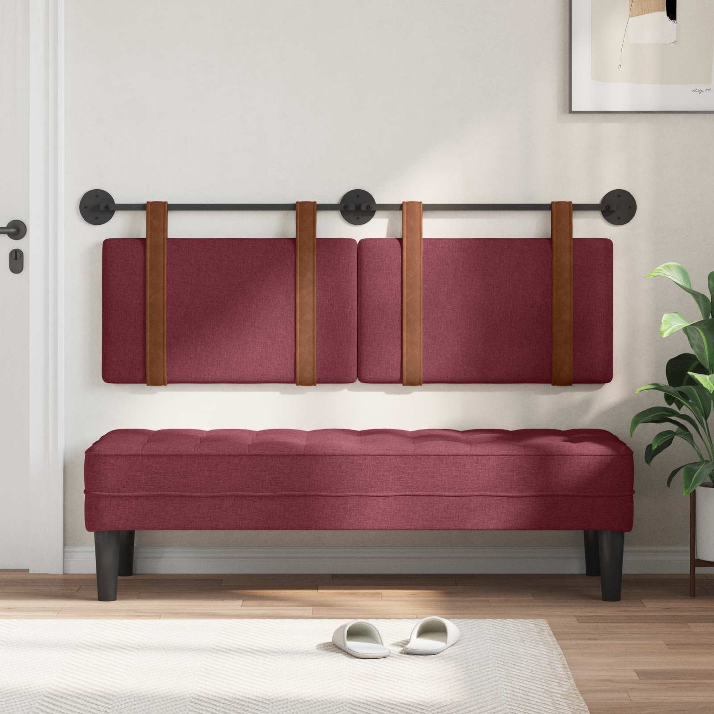 Fali Fejtámla Falra szerelhető Bordó 130 x 55 x 5 cm Antik PU