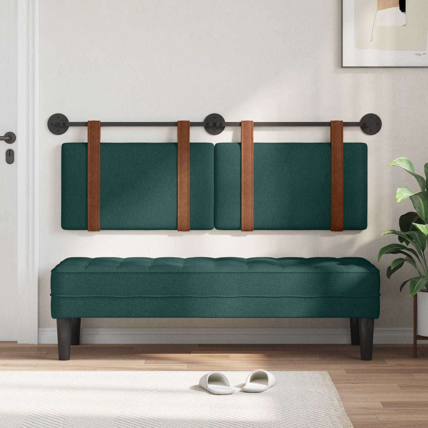 Fali Fejtámla Egyszínű Sötétzöld 130 x 55 x 5 cm Antik PU