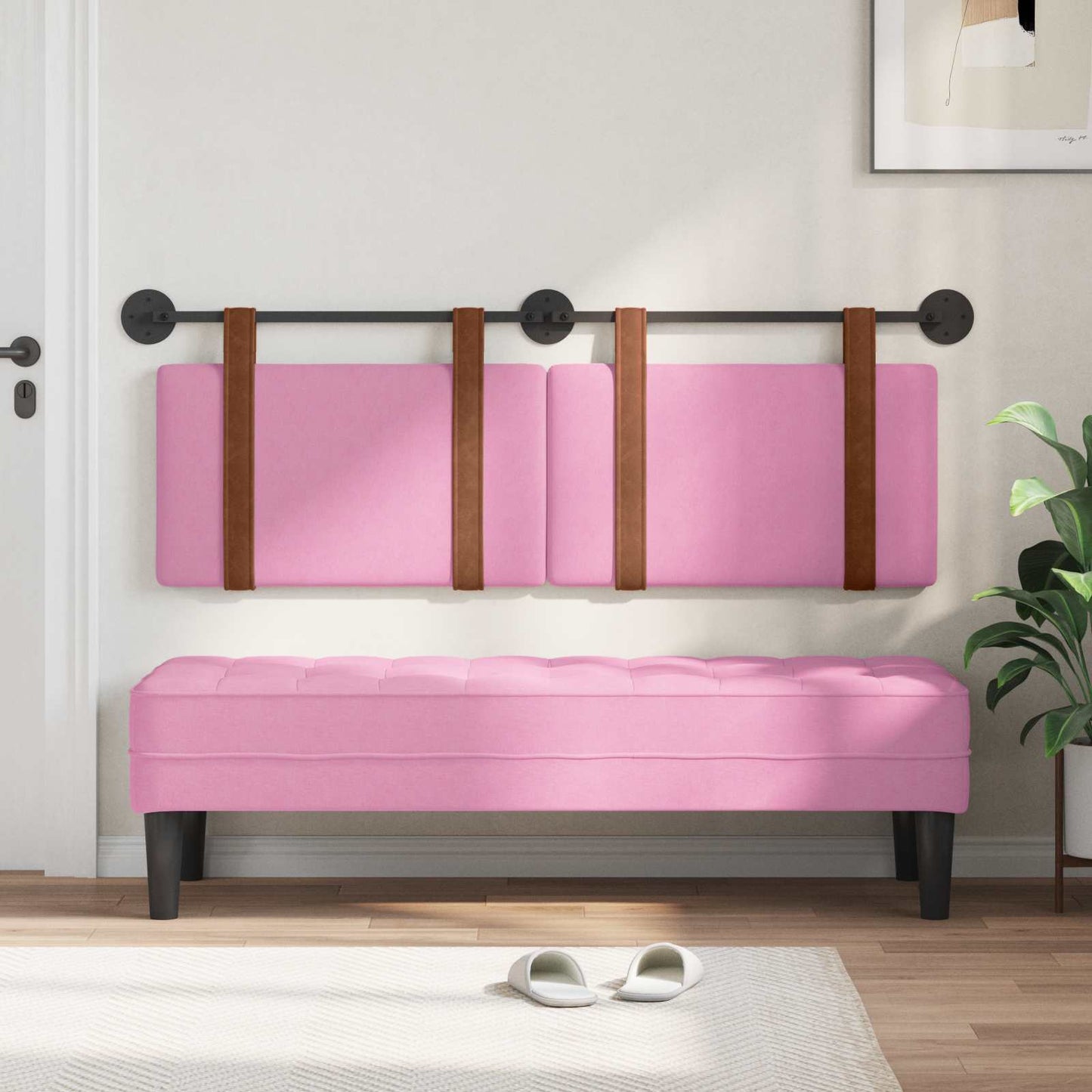 Függesztett ágyfej Rózsaszín Antik PU