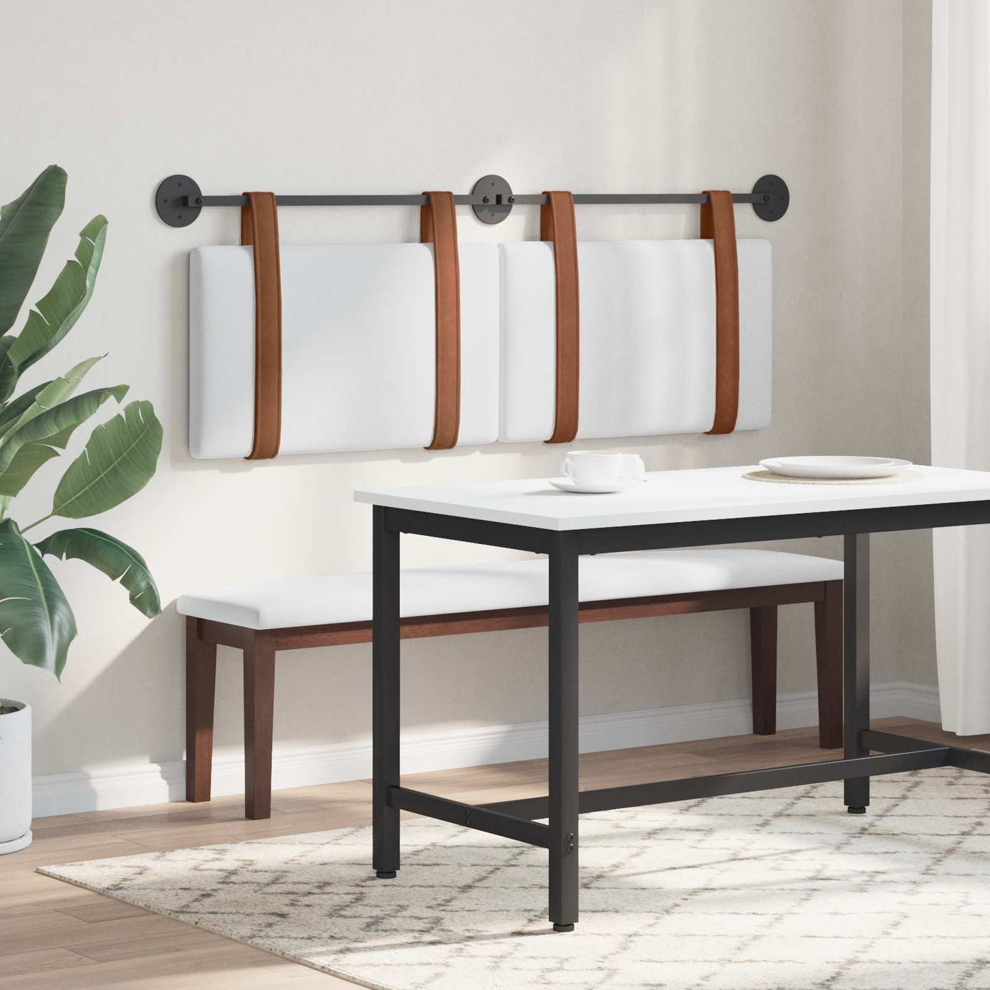 Fali Fejtámla Falra szerelhető Fehér 150 x 55 x 5 cm Antik PU