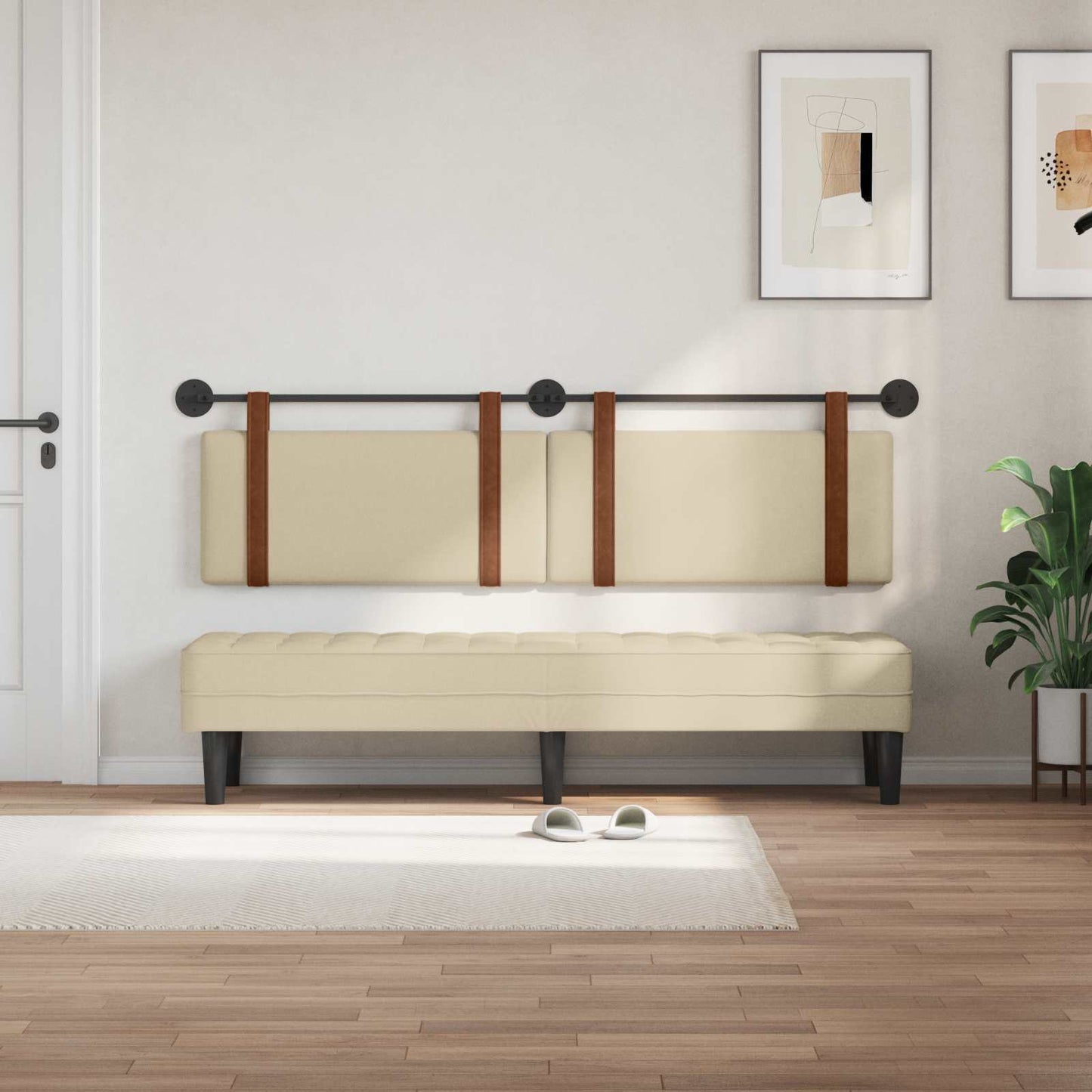 Fali Fejtámla Falra szerelhető Krém 190 x 55 x 5 cm Antik PU