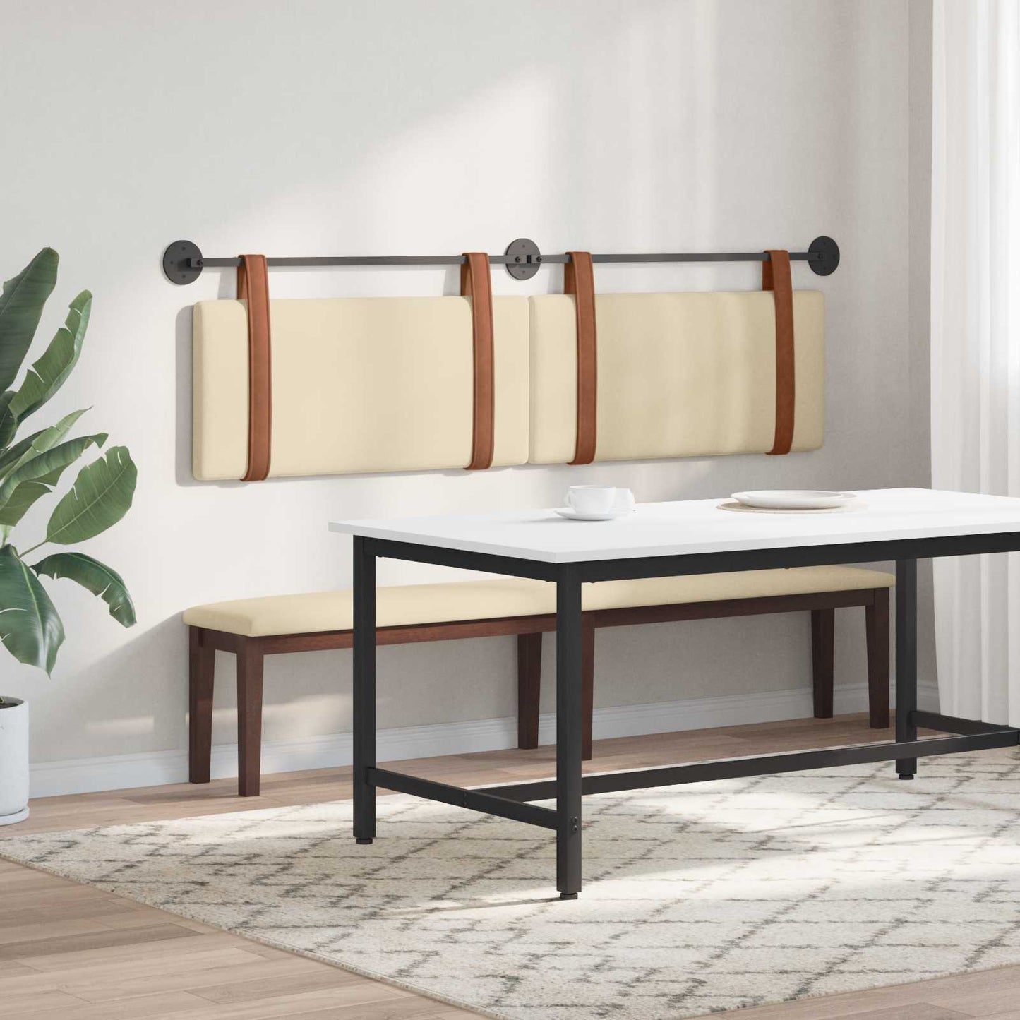 Fali Fejtámla Falra szerelhető Krém 190 x 55 x 5 cm Antik PU