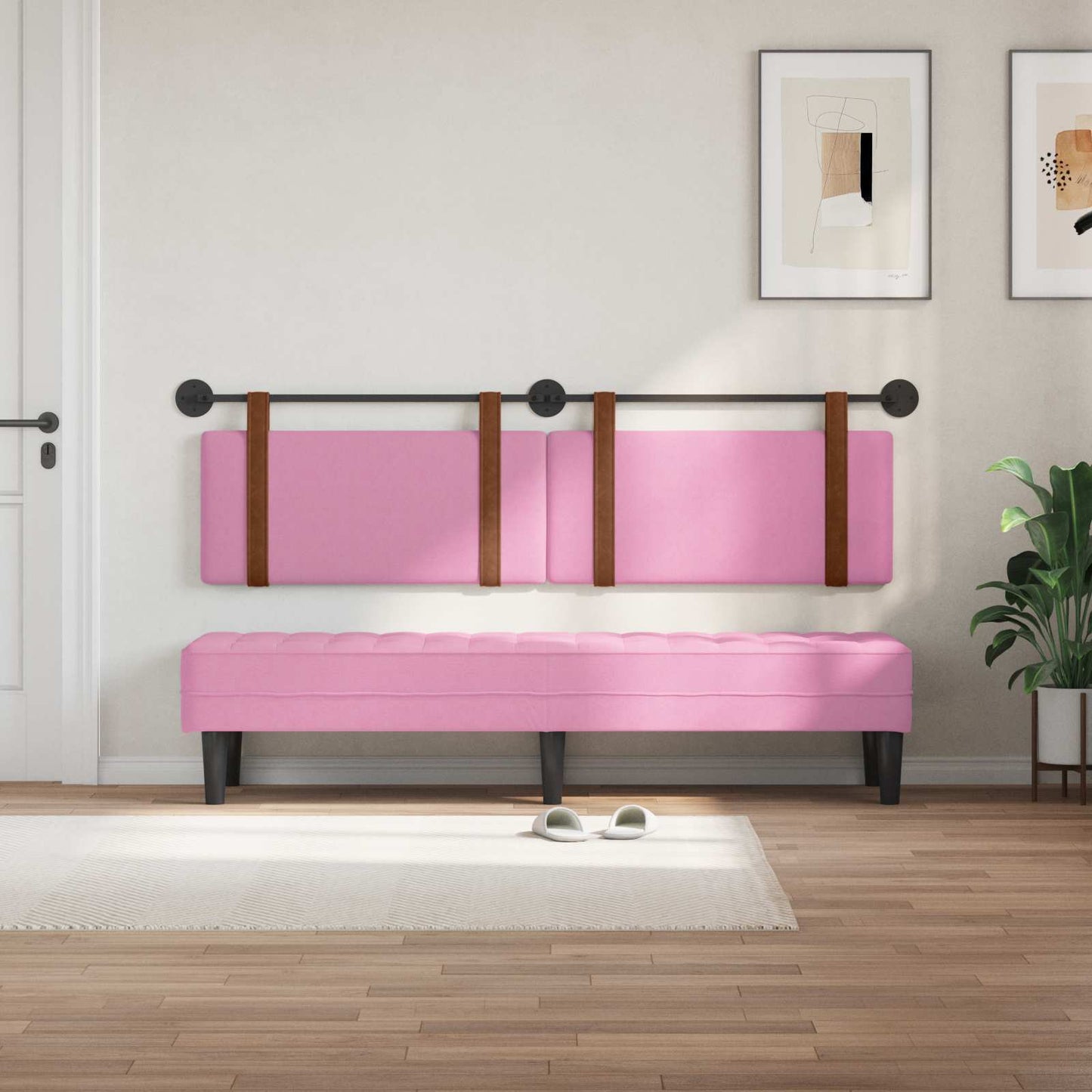 Fali Fejtámla Egyszínű Rózsaszín 190 x 55 x 5 cm Antik PU