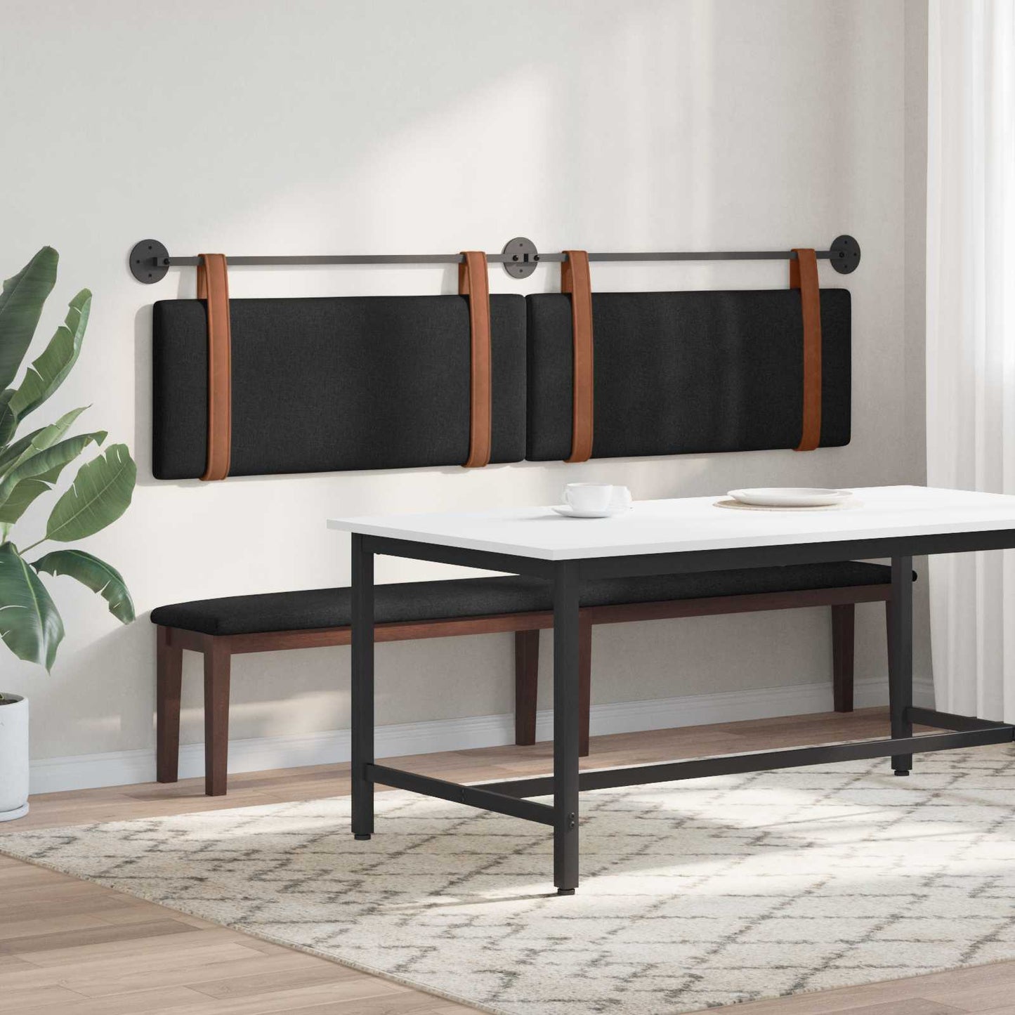 Függesztett ágyfej Fekete Antik PU