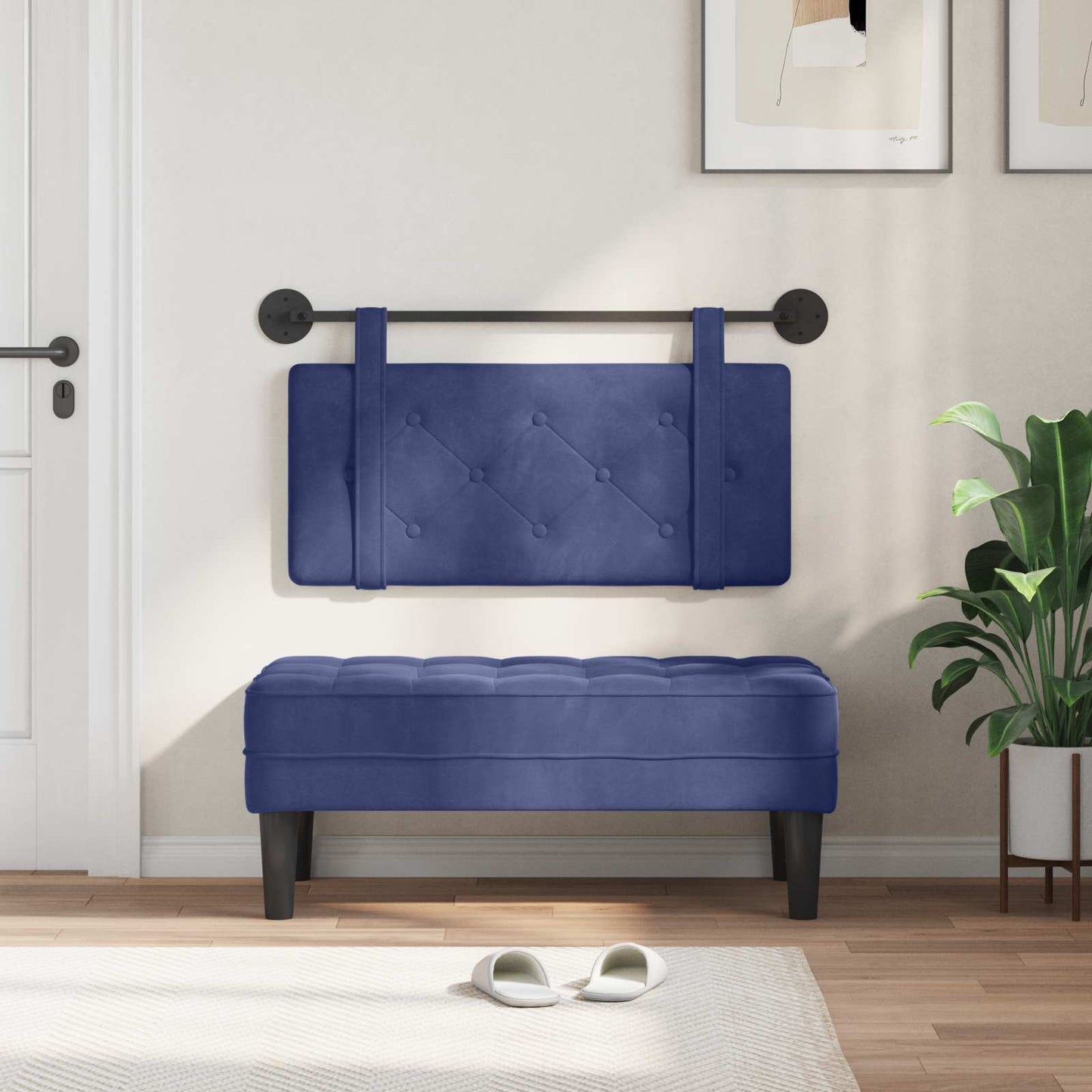 Függesztett ágyfej Rendőrségi kék Bársony
