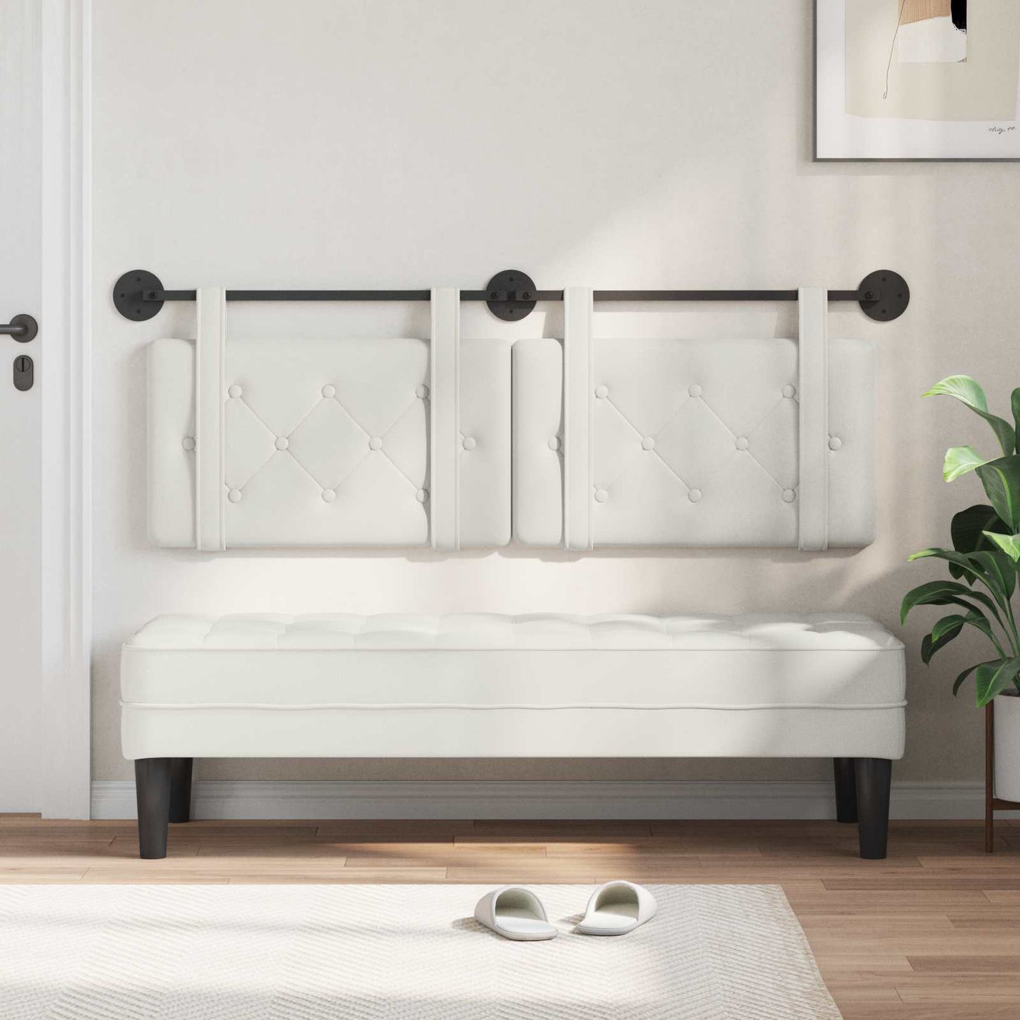 Függesztett ágyfej Fehér Műbőr