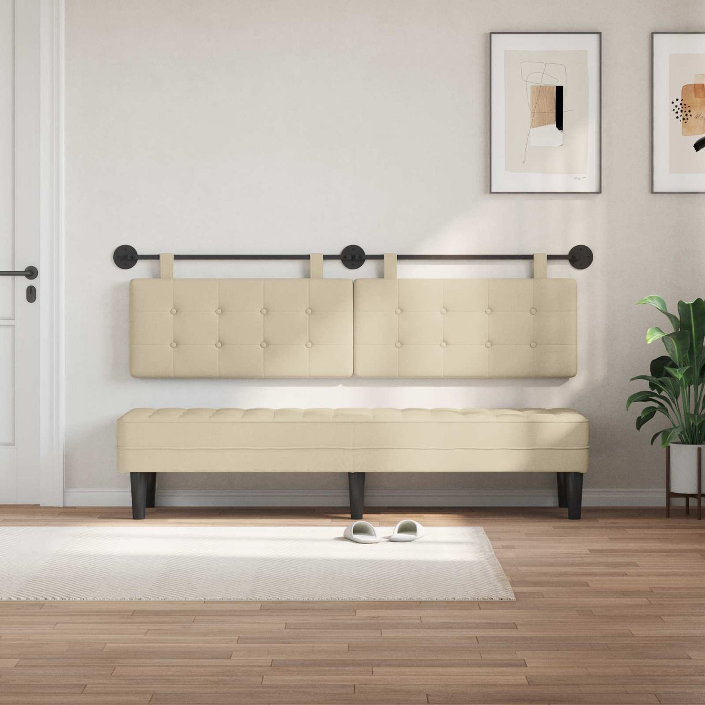Függesztett ágyfej Krém Szövet