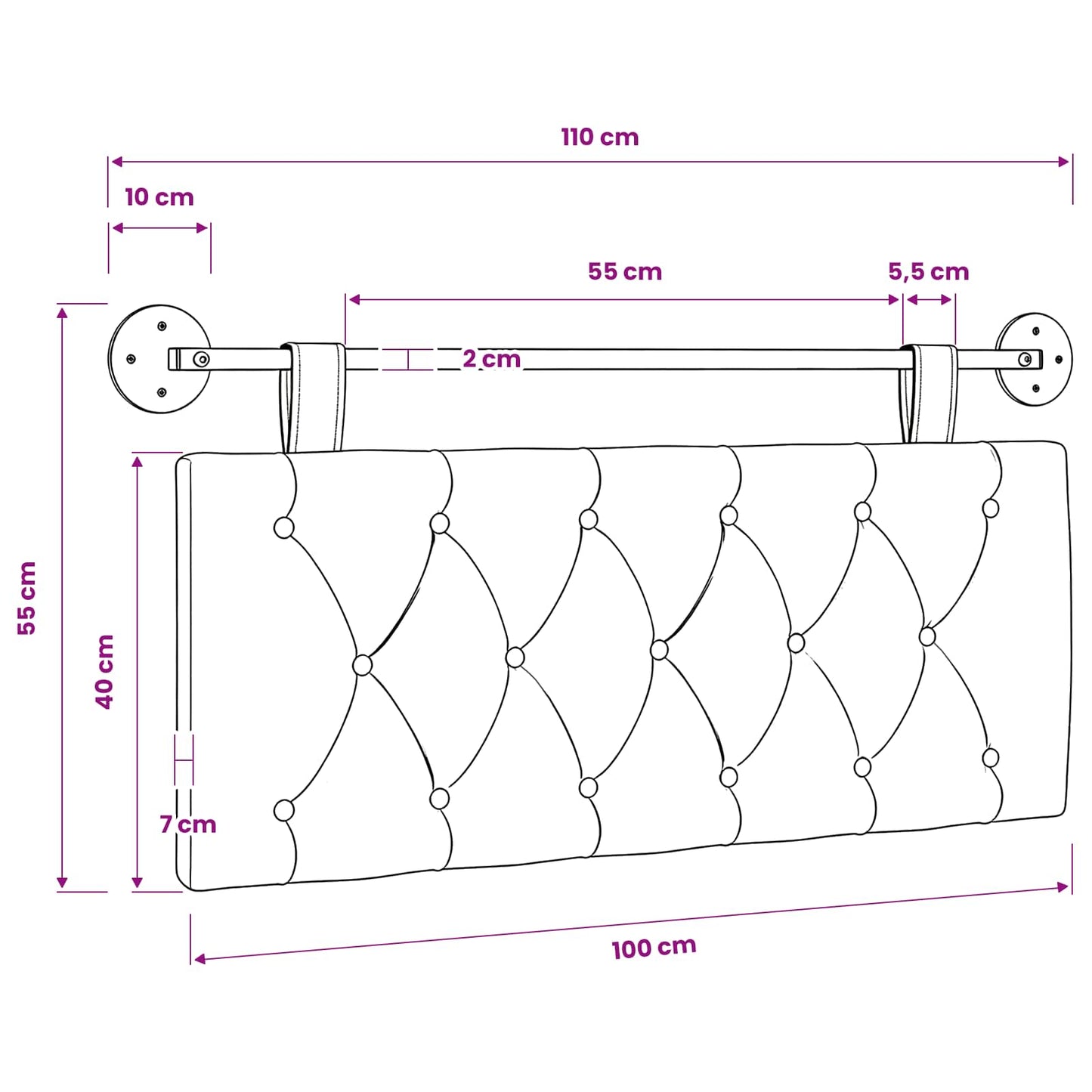 Függesztett ágyfej Sötétzöld Szövet