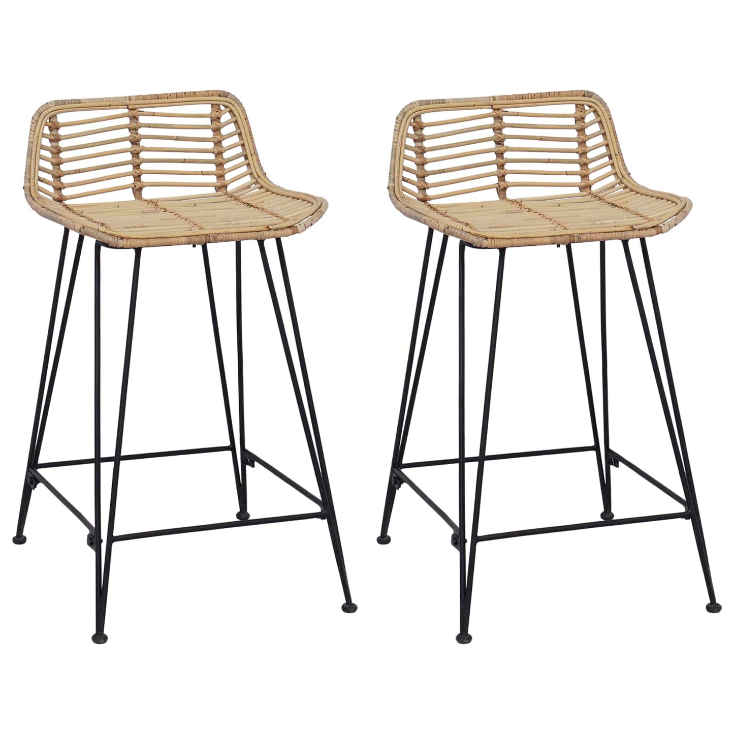 Bárszék 2 pcs Természetes 44 x 45 x 76 cm Rattan és acél