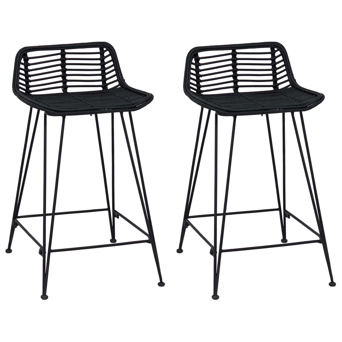 Bárszék 2 pcs Fekete 44 x 45 x 76 cm Rattan és acél