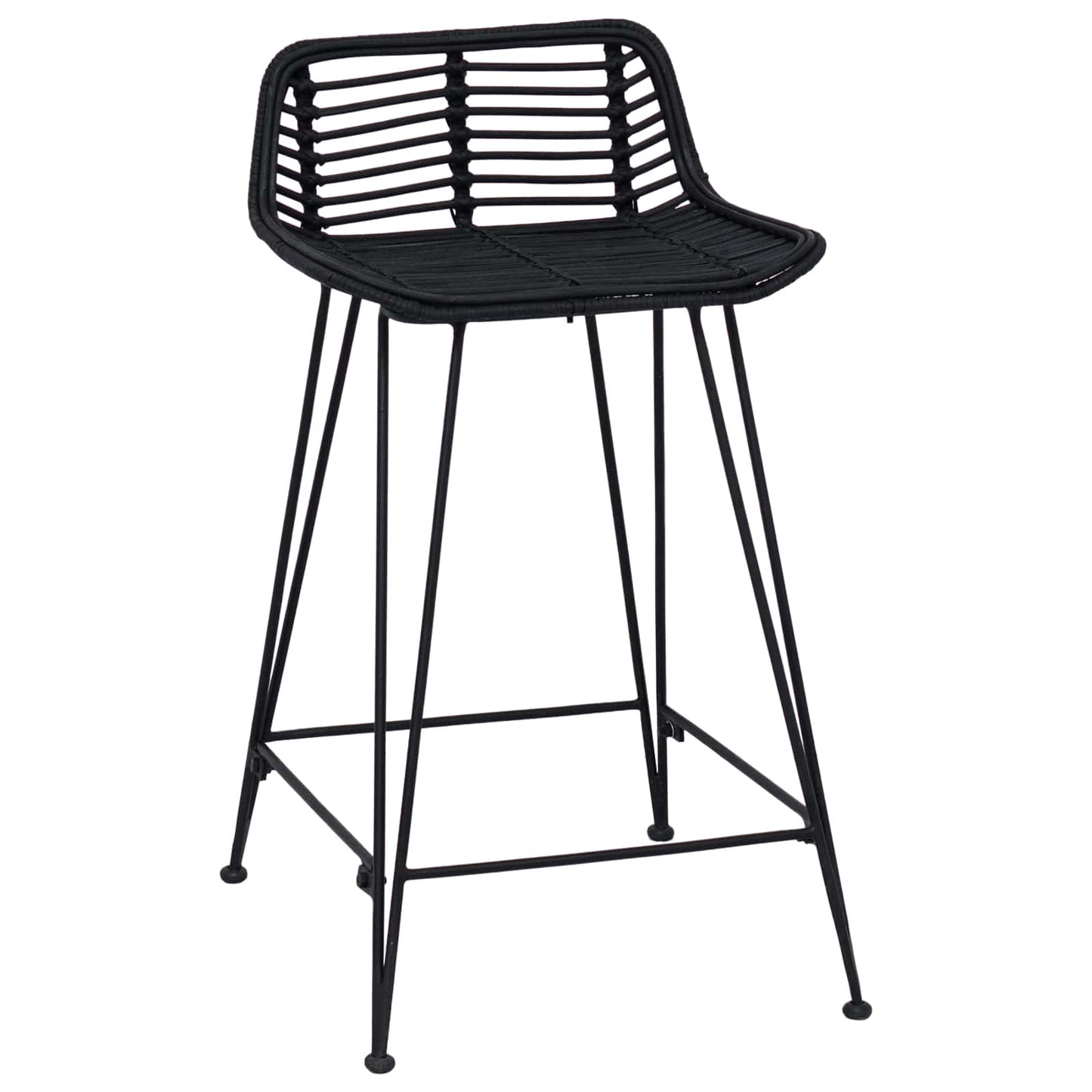 Bárszék 2 pcs Fekete 44 x 45 x 76 cm Rattan és acél