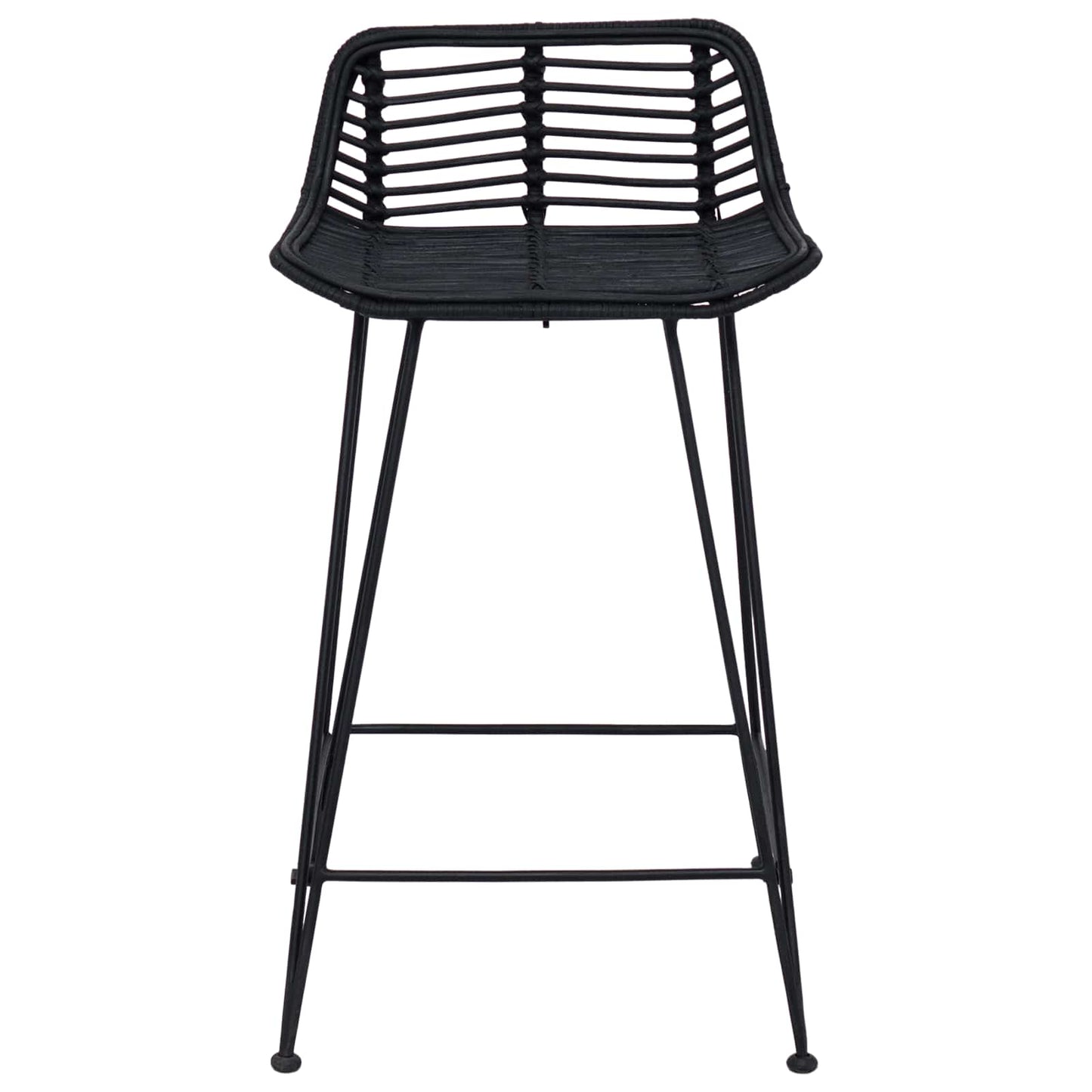 Bárszék 2 pcs Fekete 44 x 45 x 76 cm Rattan és acél