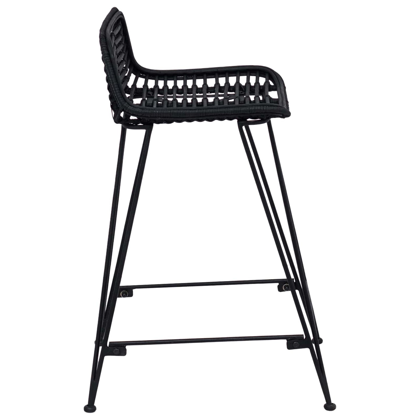 Bárszék 2 pcs Fekete 44 x 45 x 76 cm Rattan és acél