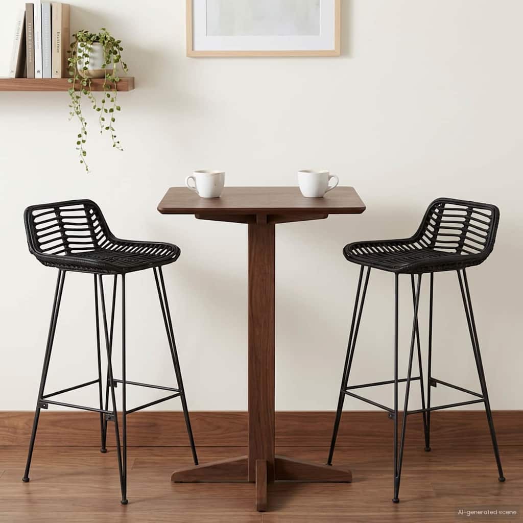 Bárszék 2 pcs Fekete 44 x 46 x 91 cm Rattan és acél
