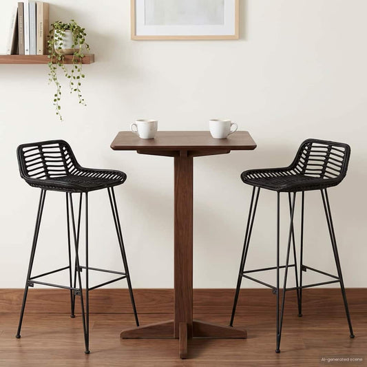 Bárszék 2 pcs Fekete 44 x 46 x 91 cm Rattan és acél