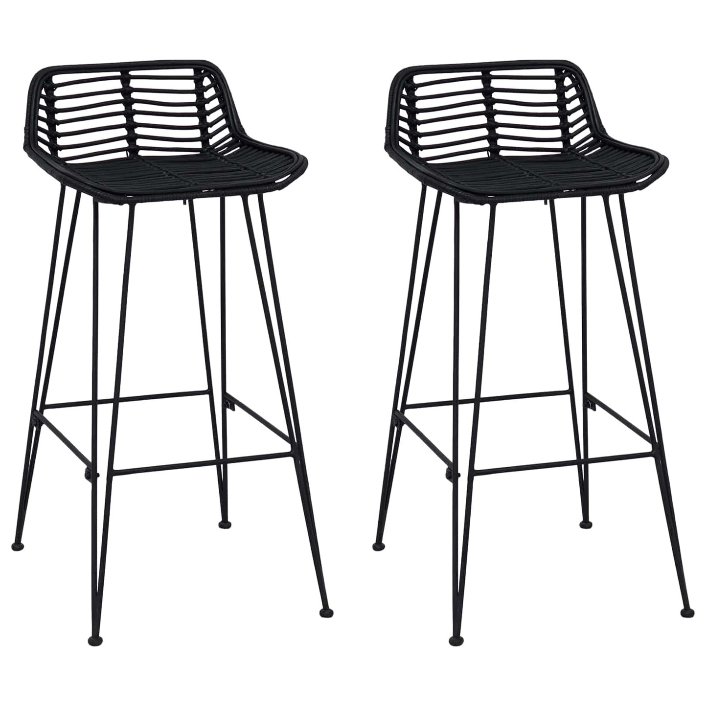 Bárszék 2 pcs Fekete 44 x 46 x 91 cm Rattan és acél