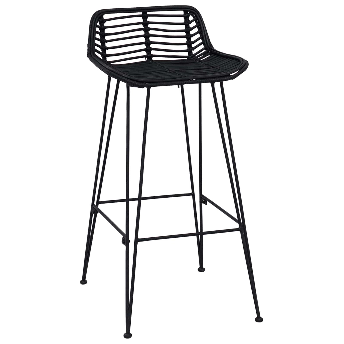 Bárszék 2 pcs Fekete 44 x 46 x 91 cm Rattan és acél