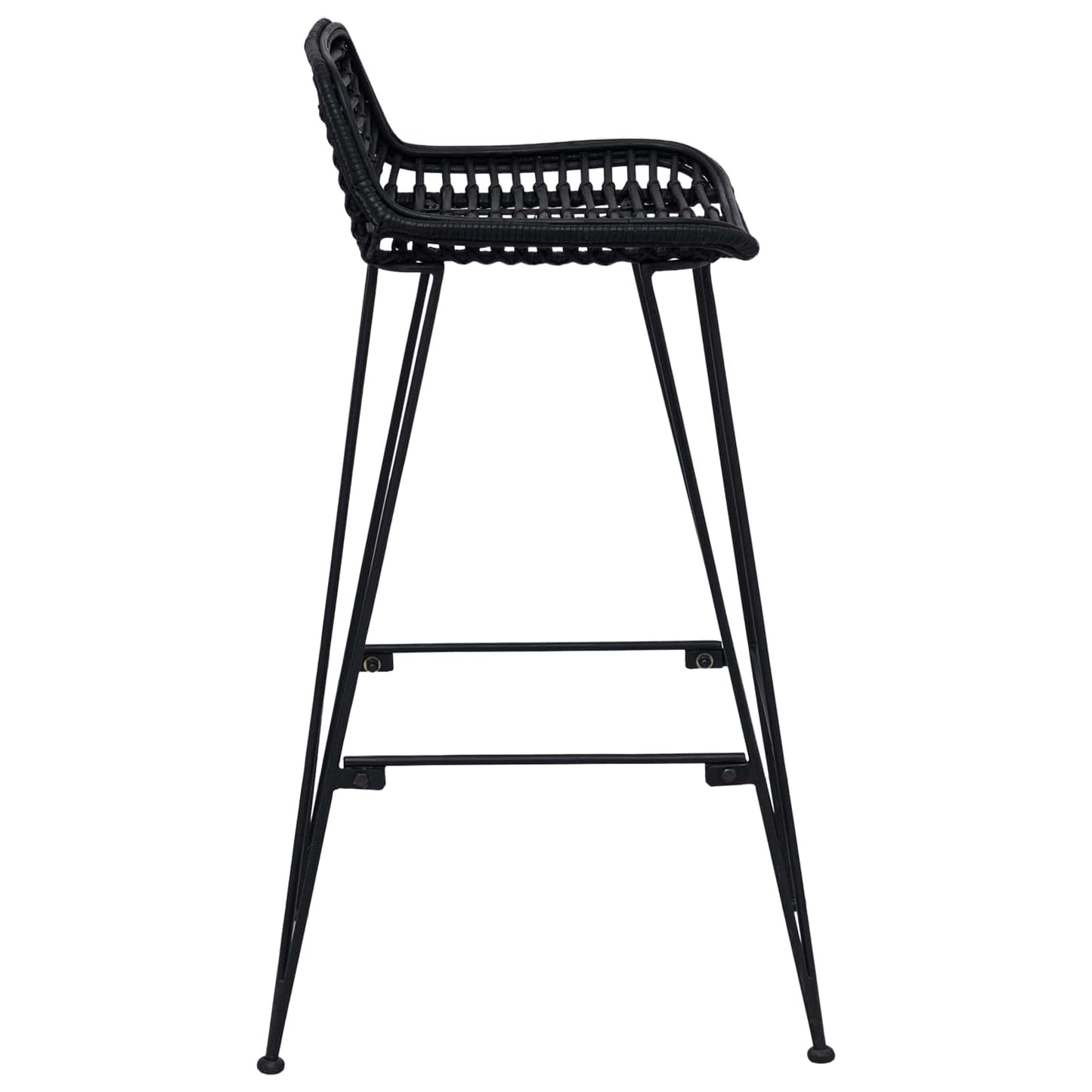 Bárszék 2 pcs Fekete 44 x 46 x 91 cm Rattan és acél