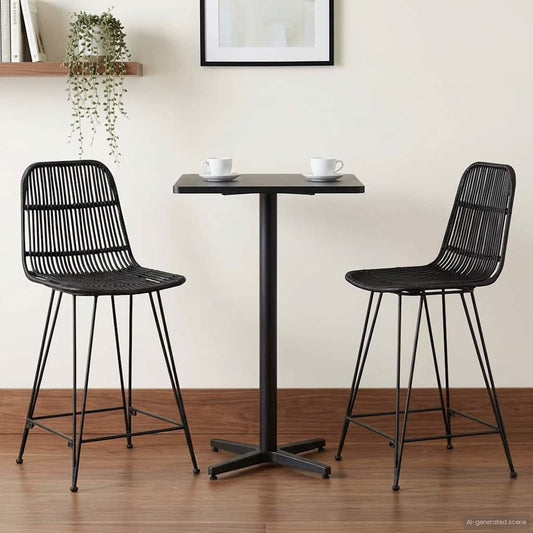 Bárszék 2 pcs Fekete 44 x 54 x 96 cm Rattan és acél