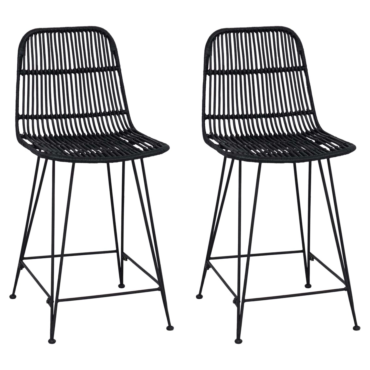 Bárszék 2 pcs Fekete 44 x 54 x 96 cm Rattan és acél