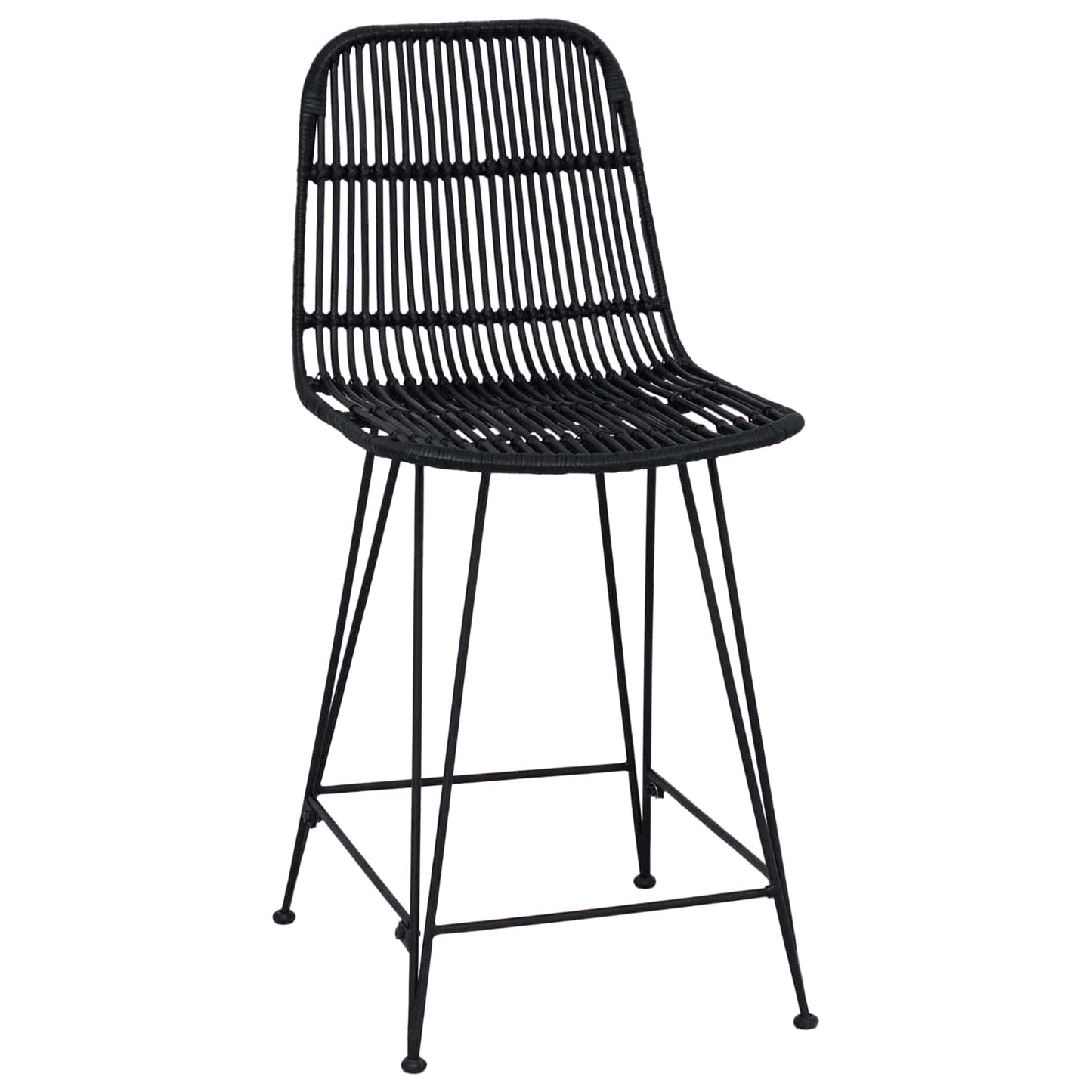 Bárszék 2 pcs Fekete 44 x 54 x 96 cm Rattan és acél