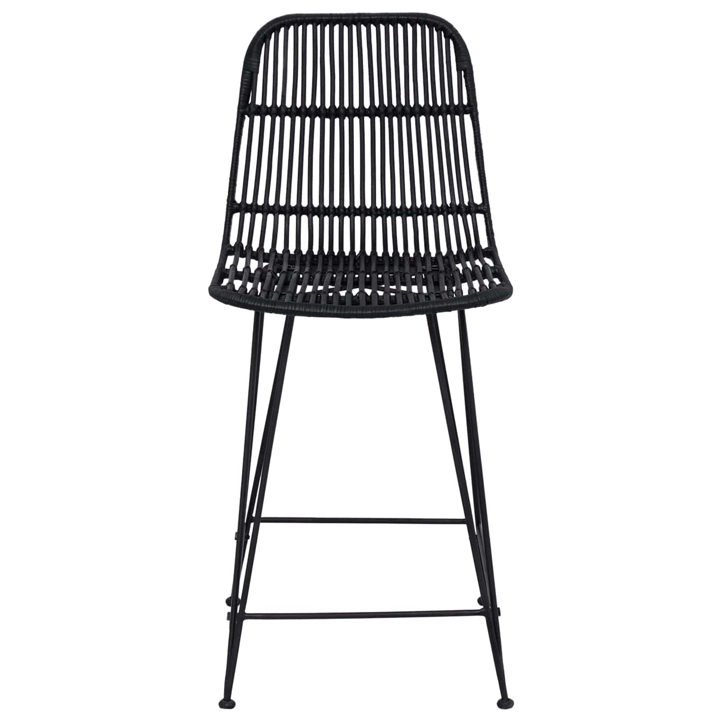 Bárszék 2 pcs Fekete 44 x 54 x 96 cm Rattan és acél