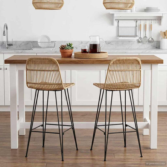 Bárszék 2 pcs Természetes 44 x 55 x 109 cm Rattan és acél
