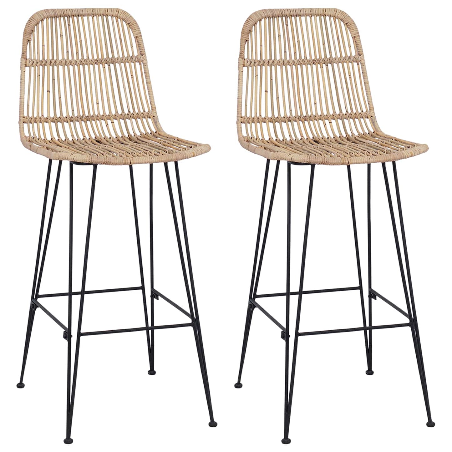 Bárszék 2 pcs Természetes 44 x 55 x 109 cm Rattan és acél