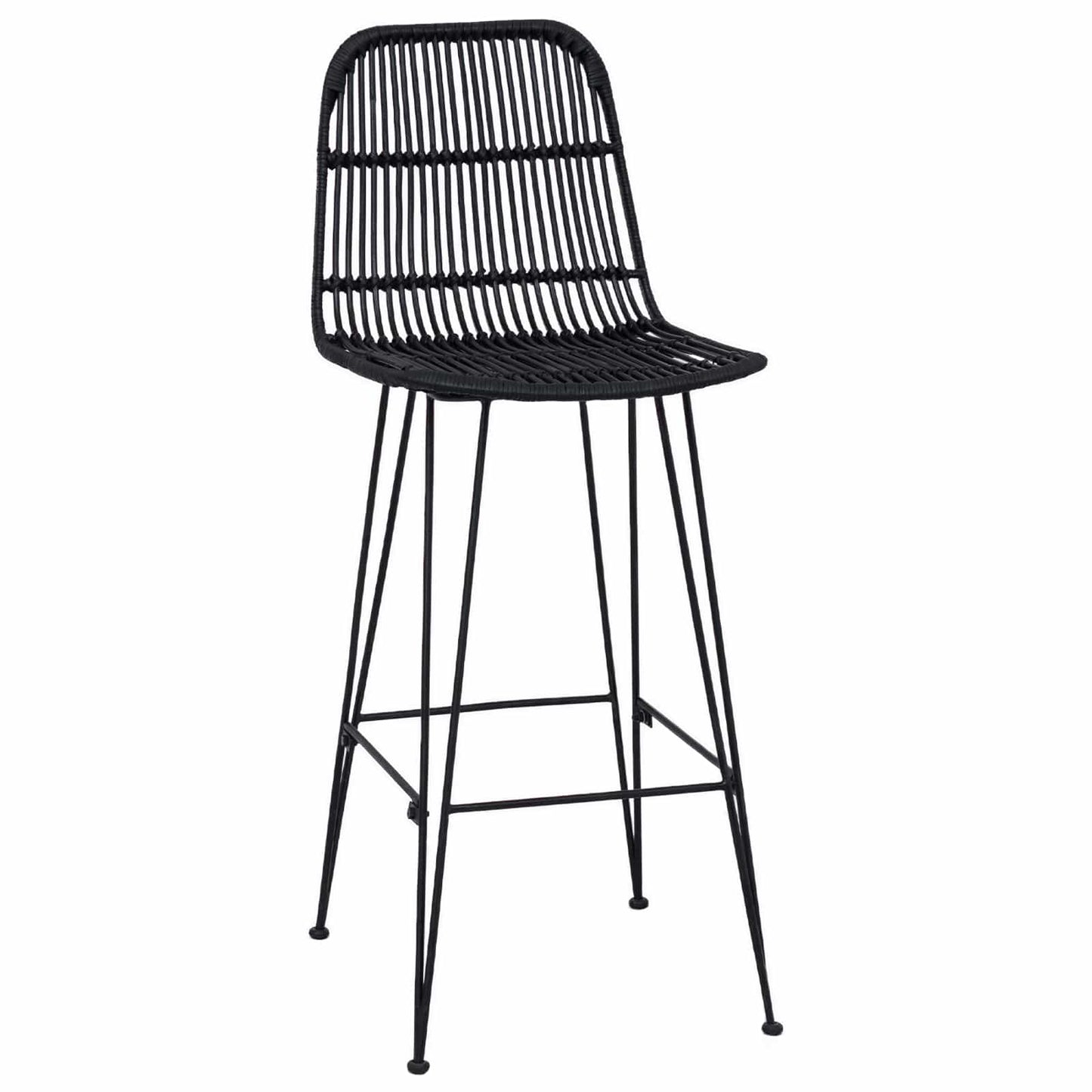 Bárszék 2 pcs Fekete 44 x 55 x 109 cm Rattan és acél
