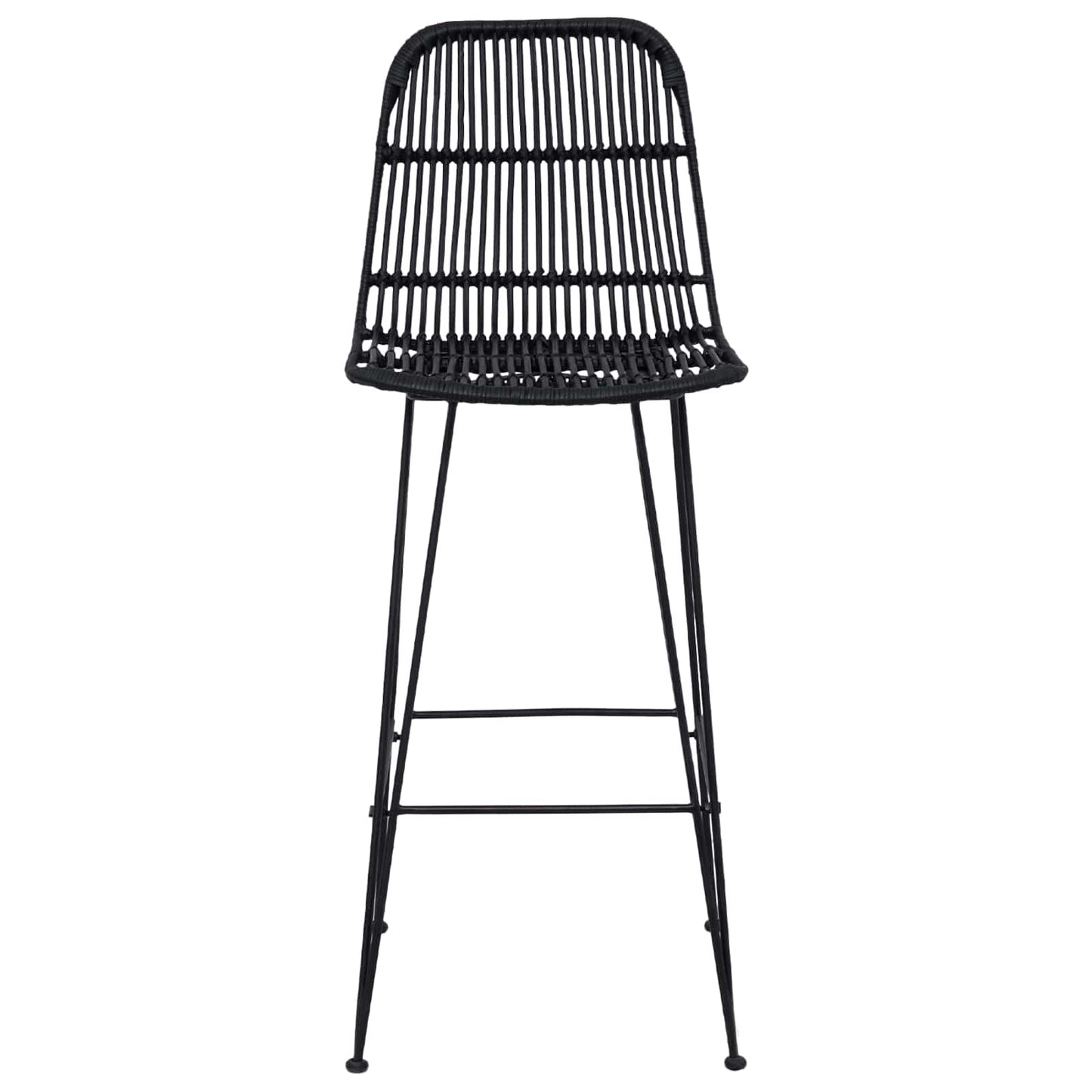 Bárszék 2 pcs Fekete 44 x 55 x 109 cm Rattan és acél