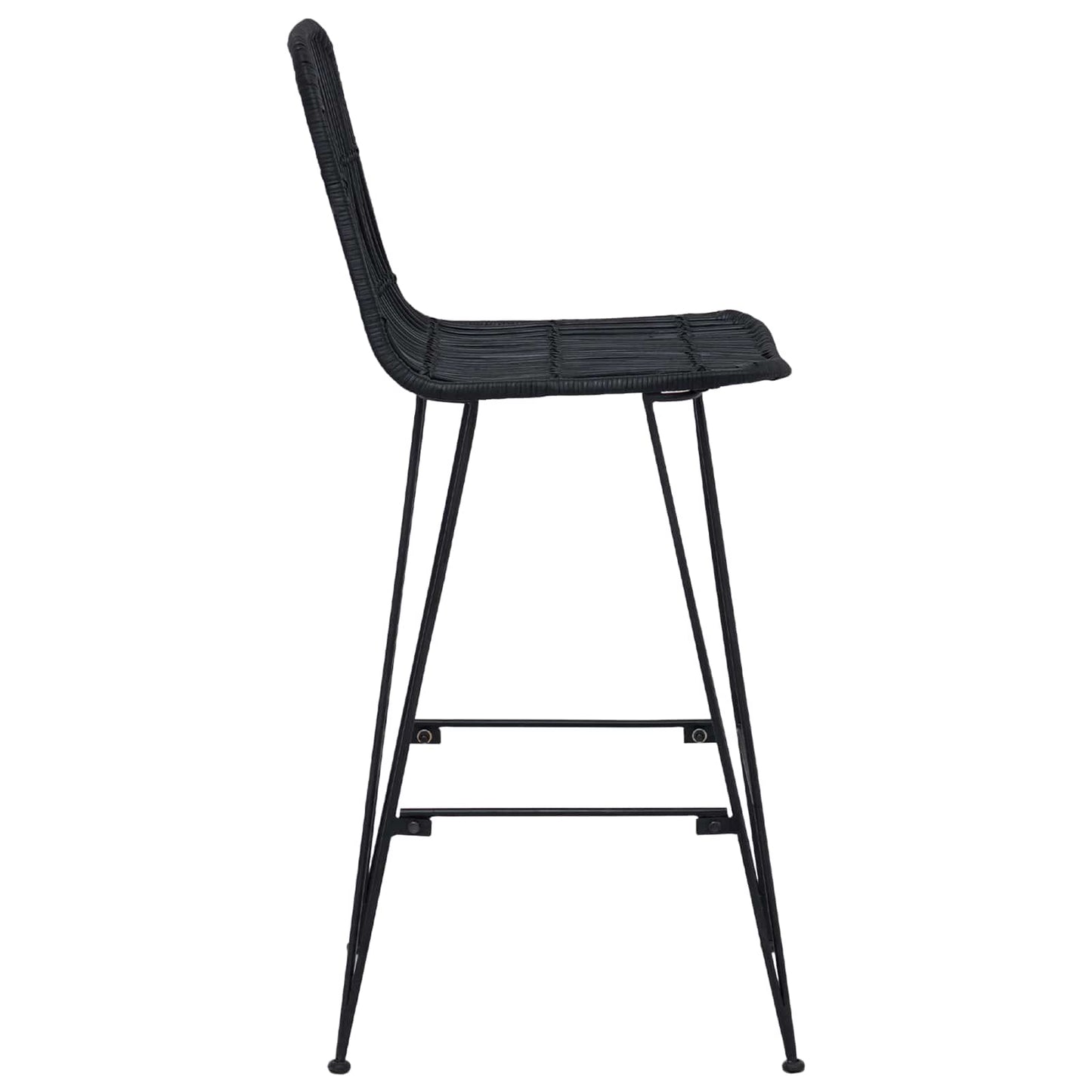 Bárszék 2 pcs Fekete 44 x 55 x 109 cm Rattan és acél