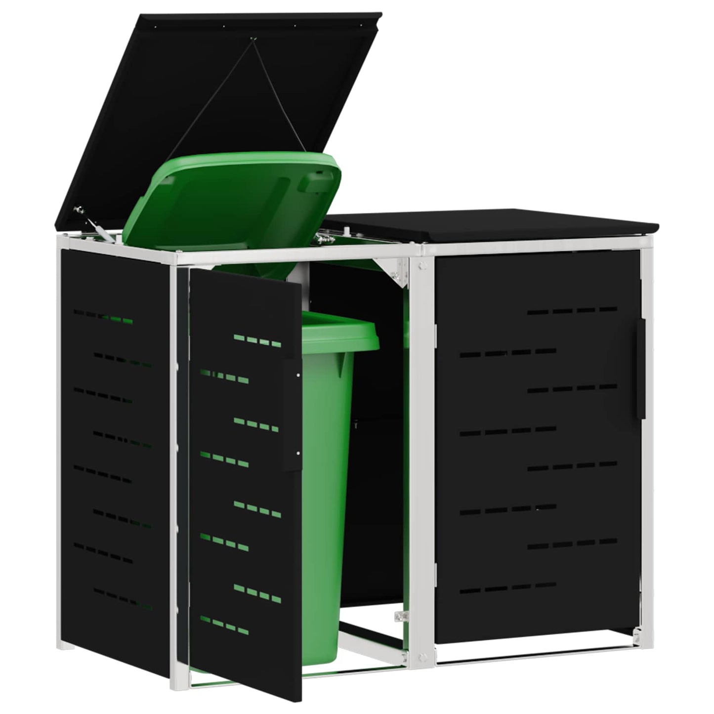 Kerekes Hulladékgyűjtő Tárolás for 2 Bins 240L Fekete