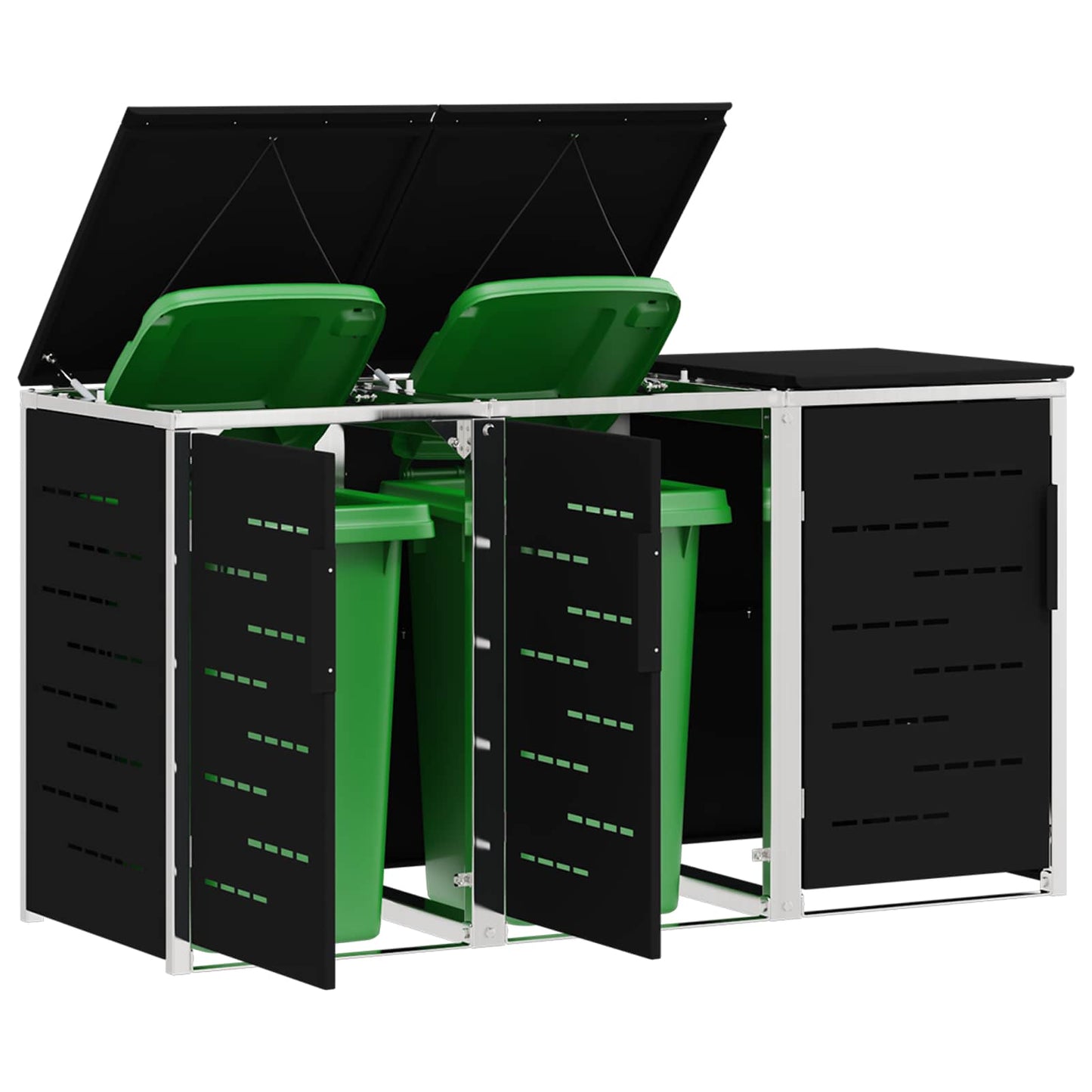 Kerekes Hulladékgyűjtő Tárolás for 3 Bins 240L Fekete