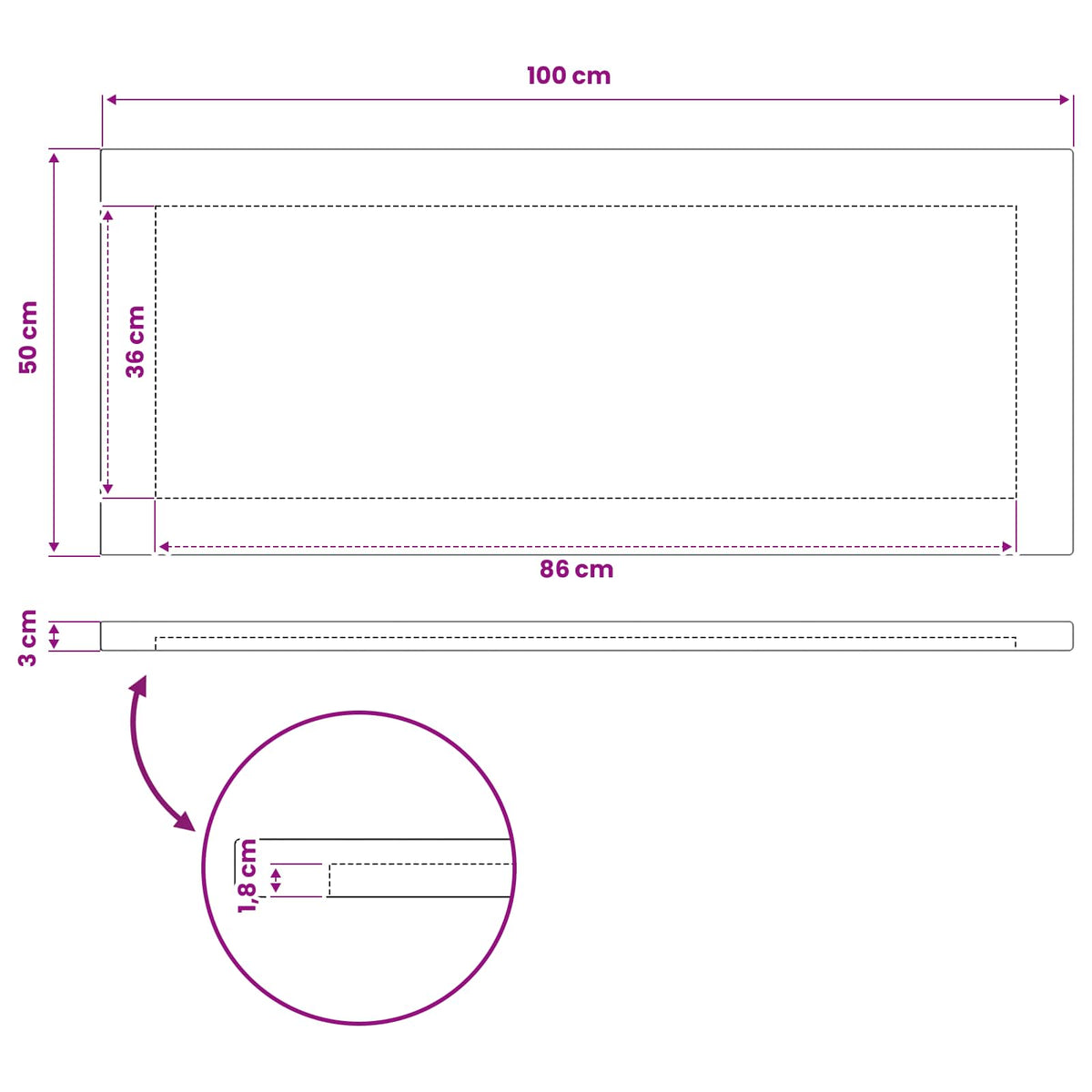Téglalap Asztallap 100 x 50 x 3 cm Négyszögletes Tömör Akácfa