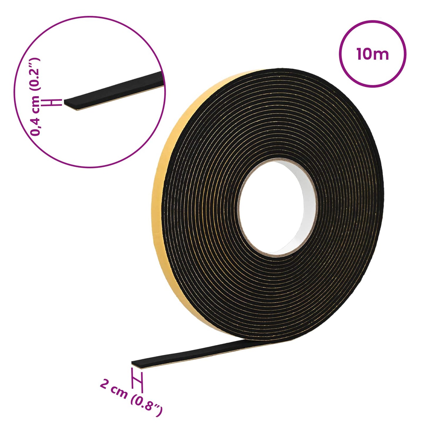 Öntapadó habszalag 10 pcs Fekete 20mm x 10m CR Hab