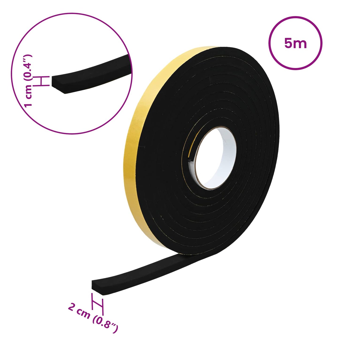 Öntapadó habszalag 20 pcs Fekete 20mm x 5m CR Hab
