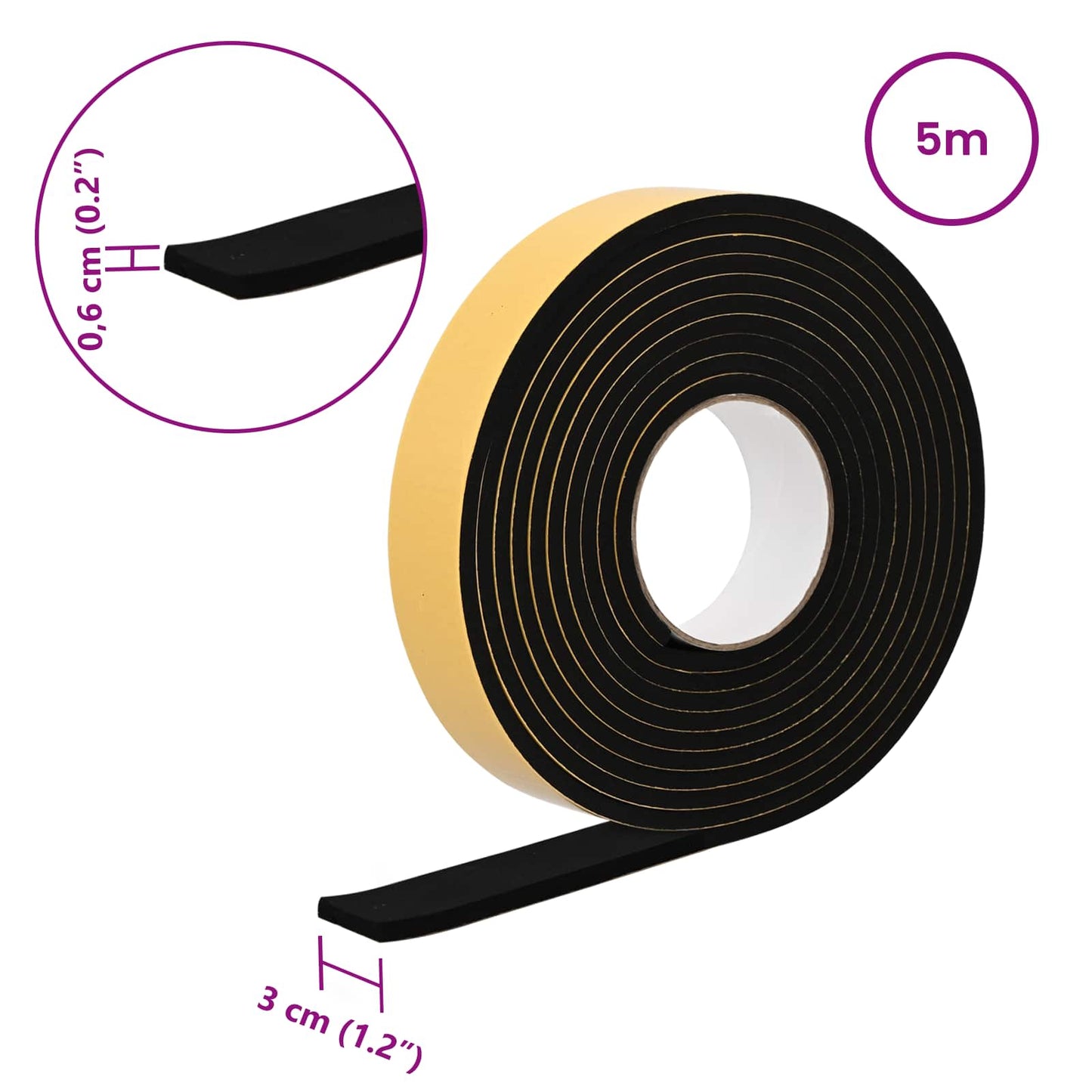 Öntapadó habszalag 10 pcs Fekete 30mm x 5m CR Hab