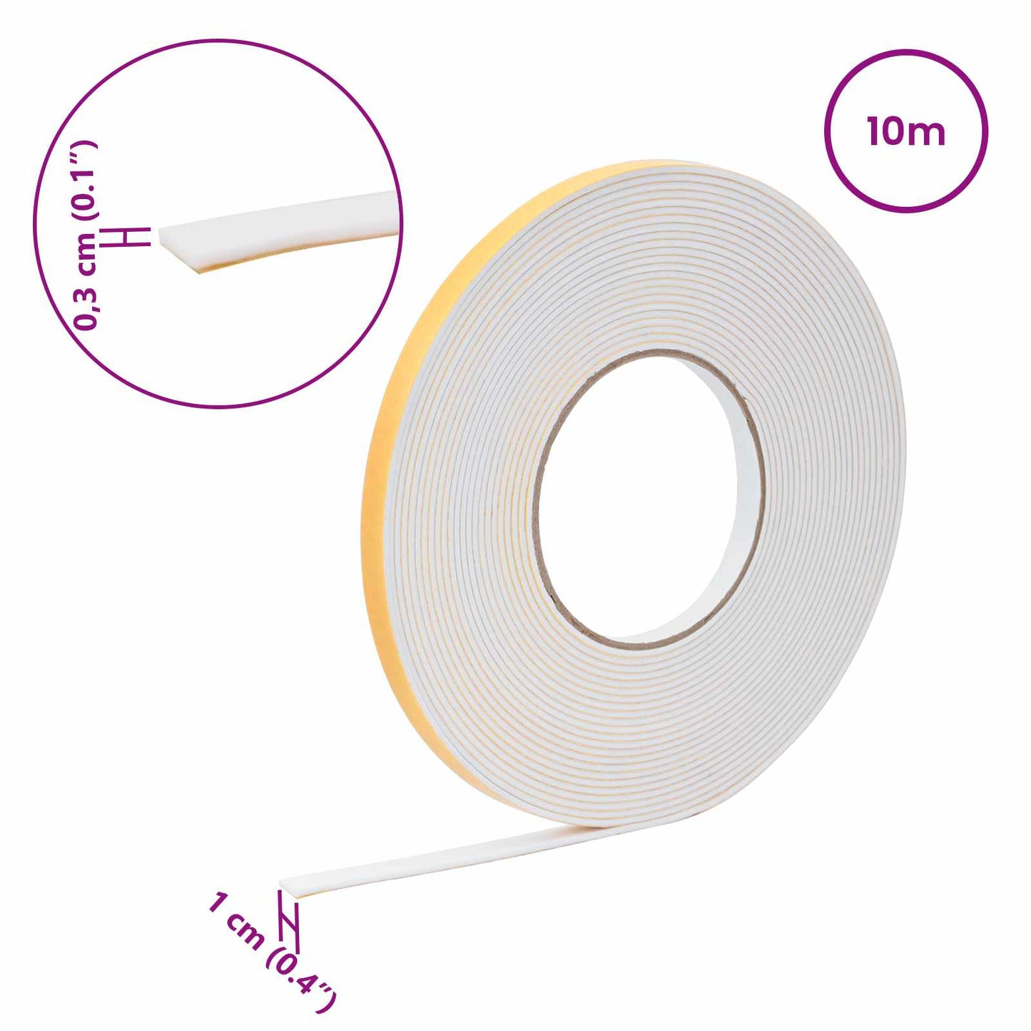 Öntapadó habszalag Fehér 10mm x 10m CR Hab