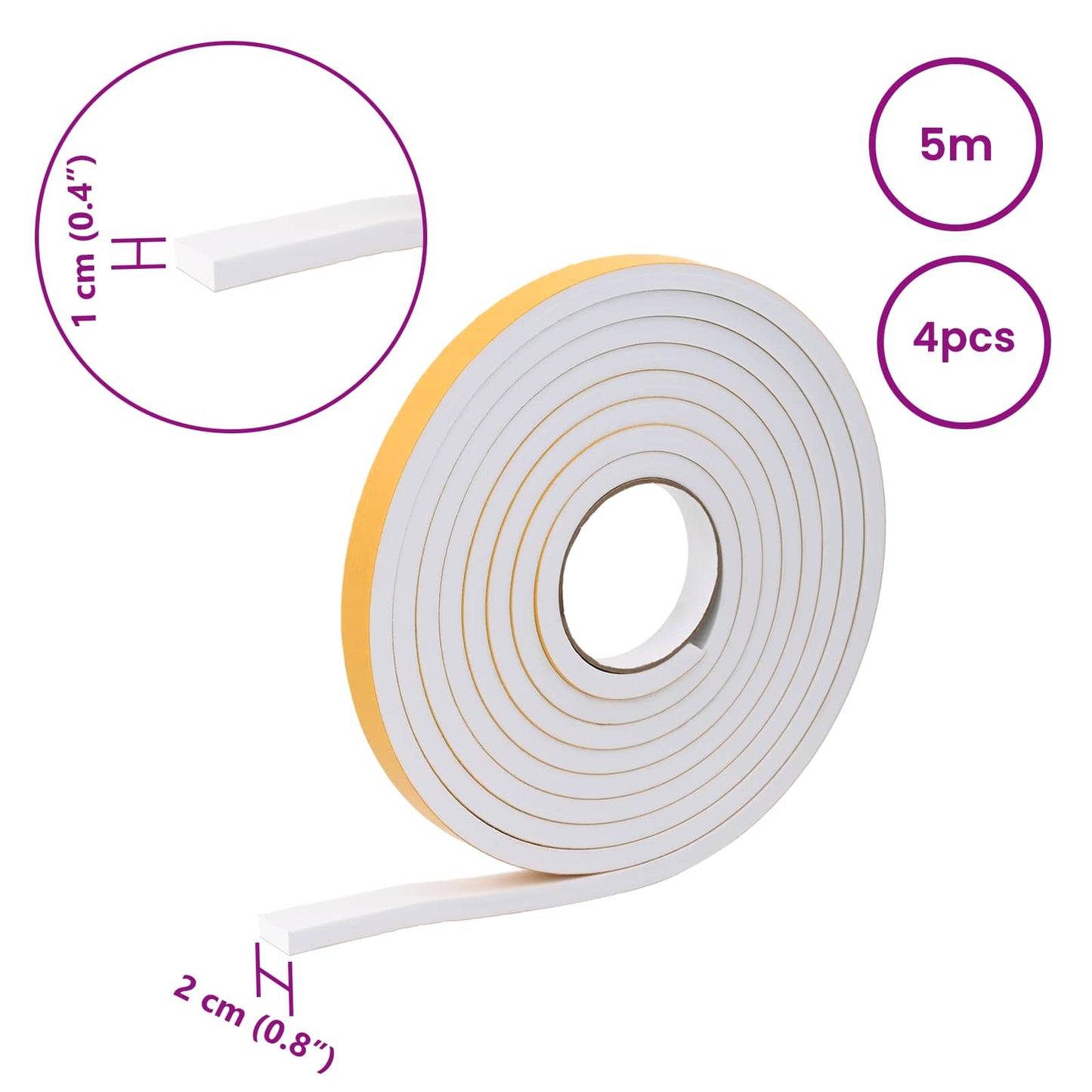 Öntapadó habszalag 4 pcs Fehér 20mm x 5m CR Hab